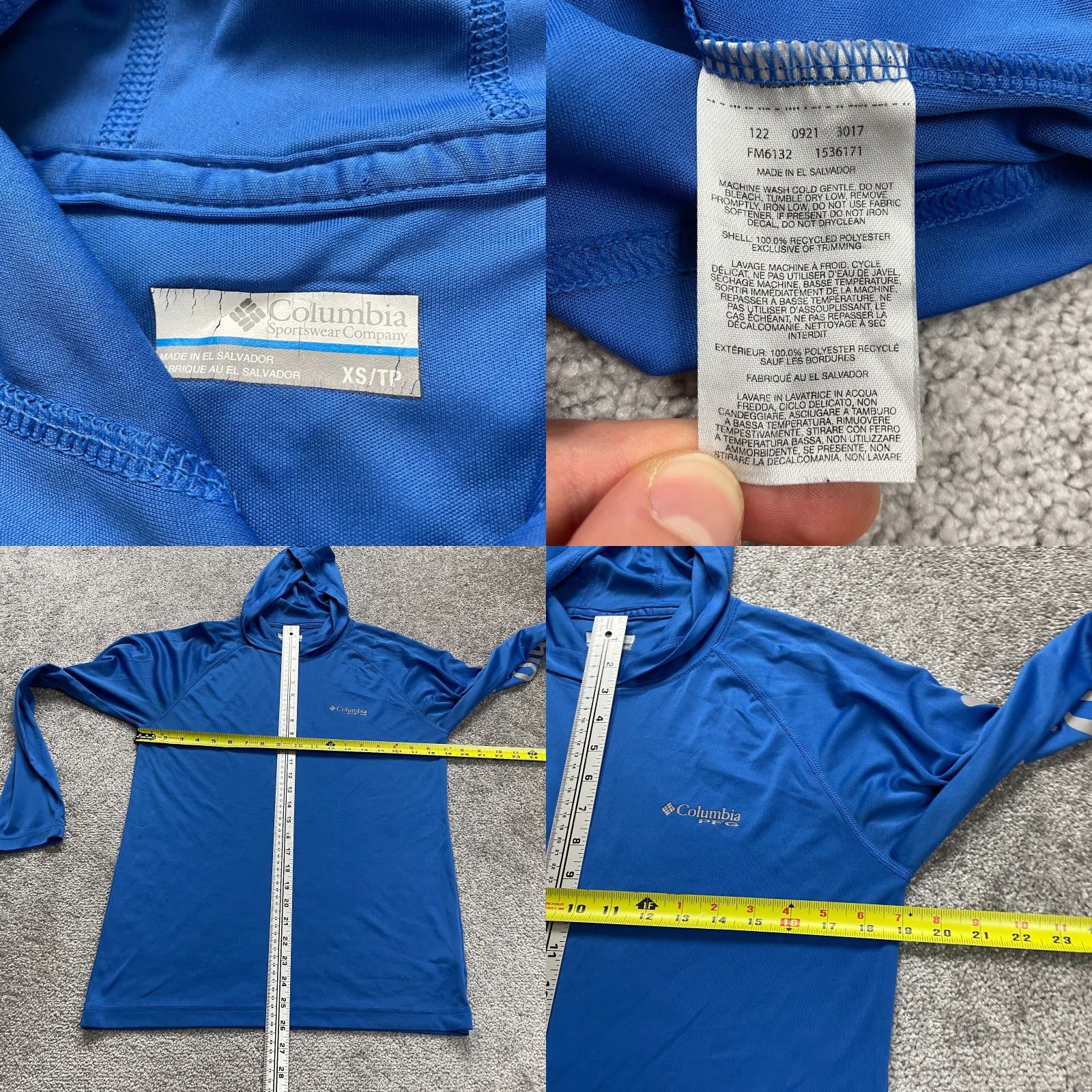Vintage Columbia PFG Omni Shade Active Jacket Mens XS Blue Long Sleeve Lightweight Hooded Breathable Lightweight Regular Fit Ocean/Blue Fish Pattern Size US XS / EU 42 / 0 - 8 Thumbnail
