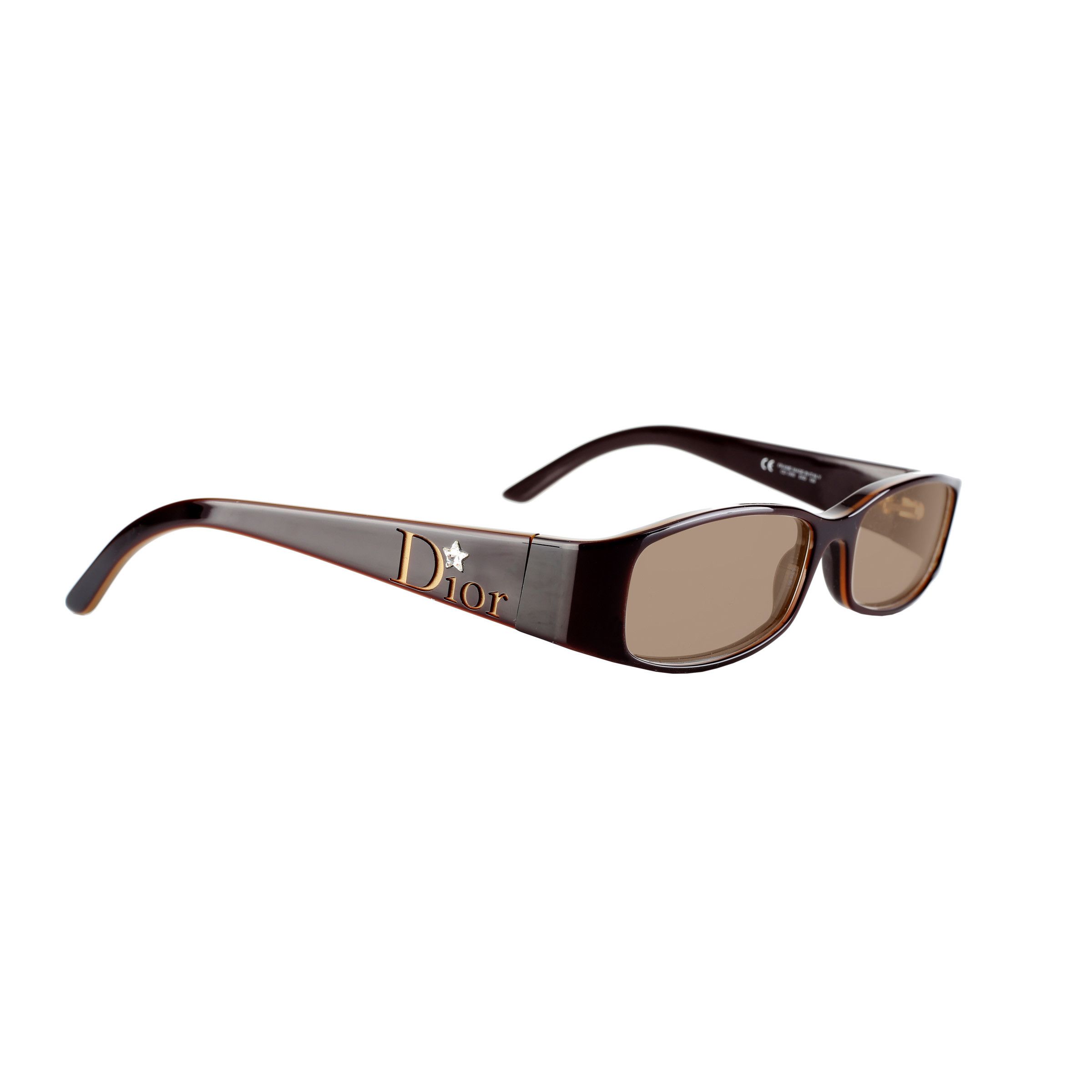 Dior Christian Dior '00s Brown Crystal Star Flat Sunglasses Brown Size ONE SIZE - 1 Thumbnail