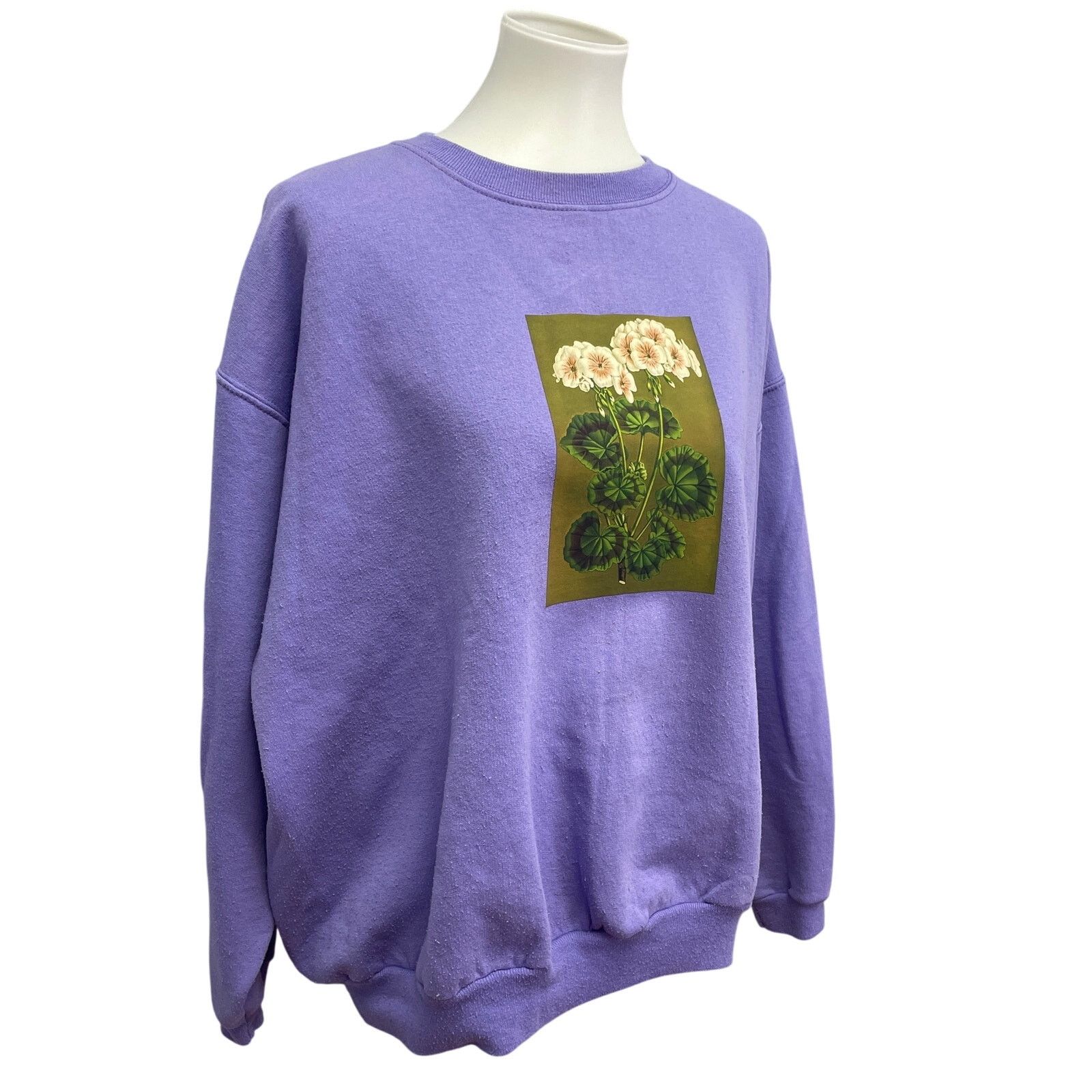 Hanes Hand Printed Womens 2X Page Flower Long Sleeve Sweatshirt Size XXL / US 16-18 / IT 52-54 - 1 Thumbnail