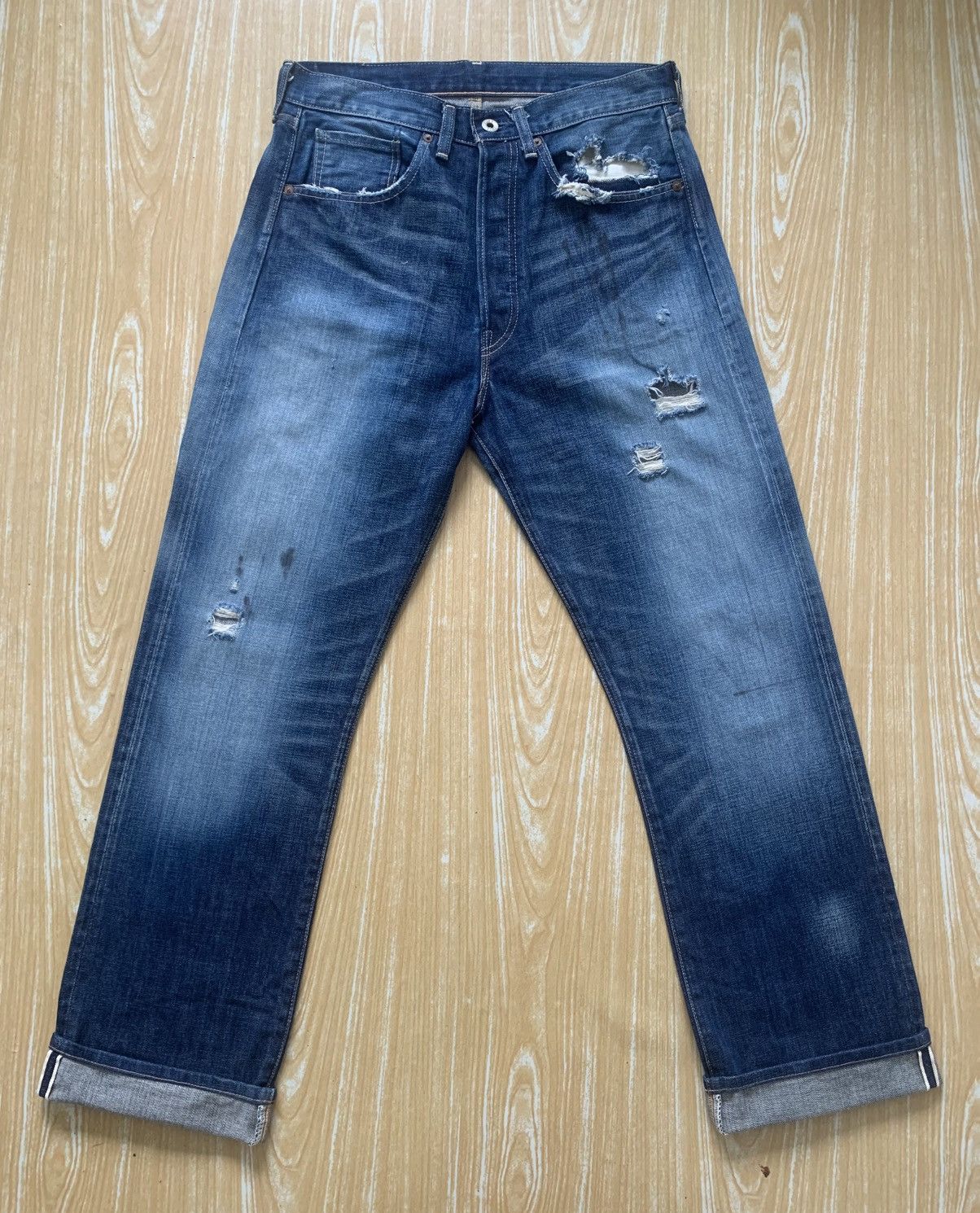 Levi's Distressed Levis Lot44501 WW2 Repro Selvedge Made In Japan Size US 30 / EU 46 - 12 Thumbnail