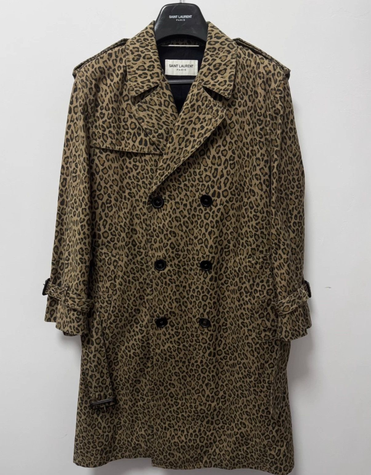 Saint Laurent Paris SLP 16SS Runway Double-Breasted Caramel Leopard Print Coat Size US L / EU 52-54 / 3 - 1 Thumbnail