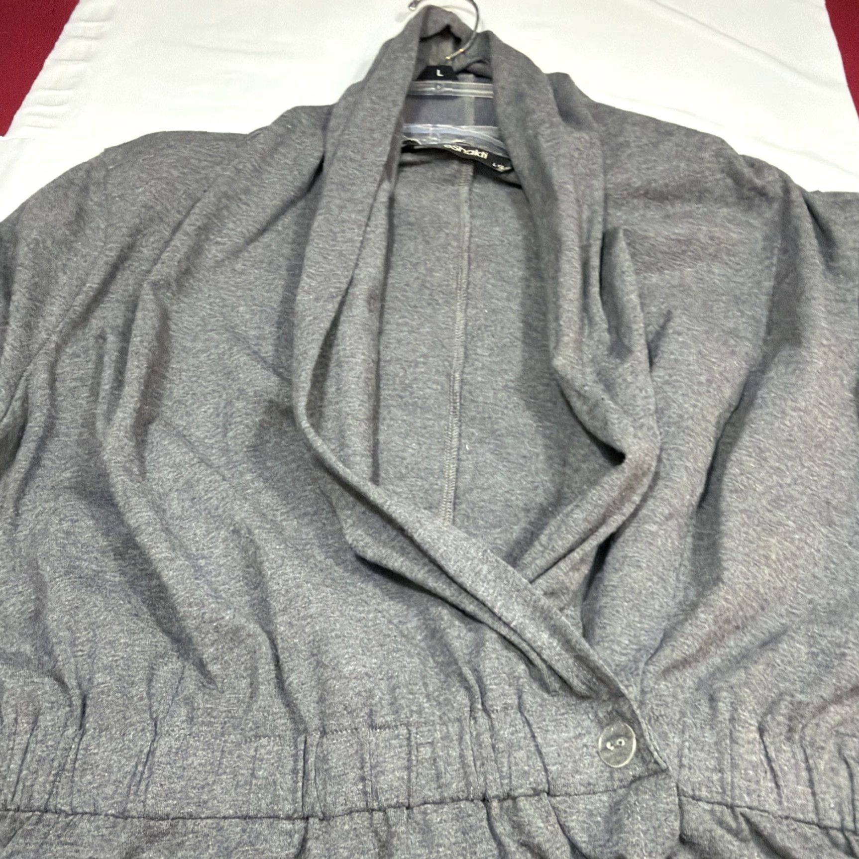Vintage eShakti Dress Women L Gray Cotton Solid V Neck Wrap Tie Waist Knit Long Sleeves Obi Size L / US 10 / IT 46 - 4 Thumbnail