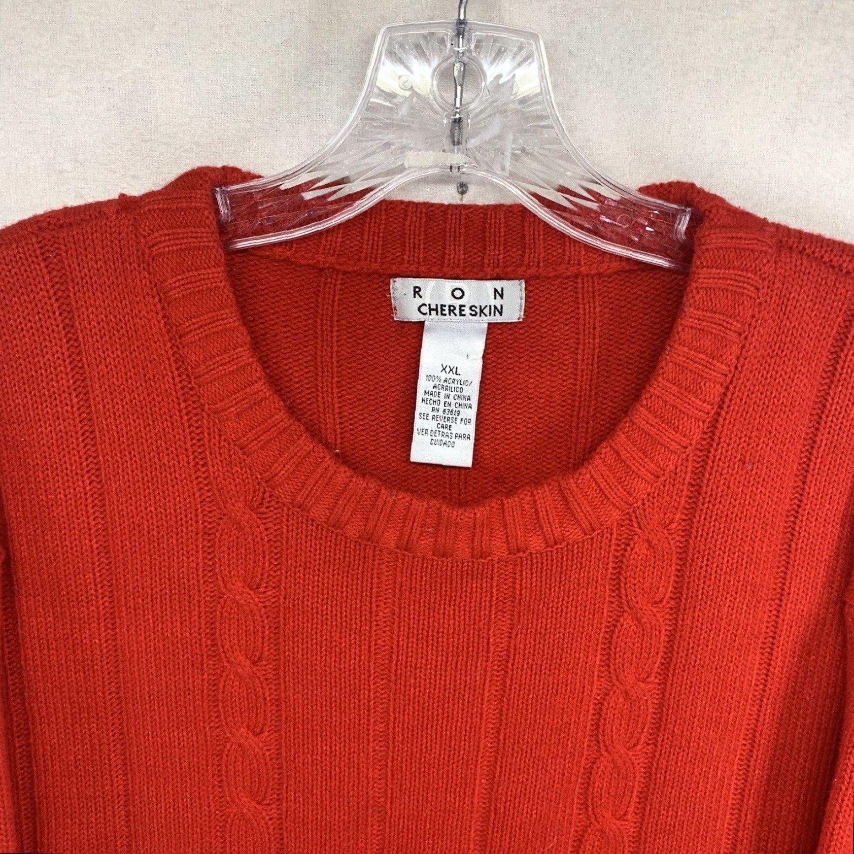 Vintage VINTAGE Ron Chereskin Cable Knit Sweater 2XL Bright Red Lightweight Acrylic Pullover Long Sleeve Casual 90s Y2K Mens Size US XXL / EU 58 / 5 - 4 Thumbnail