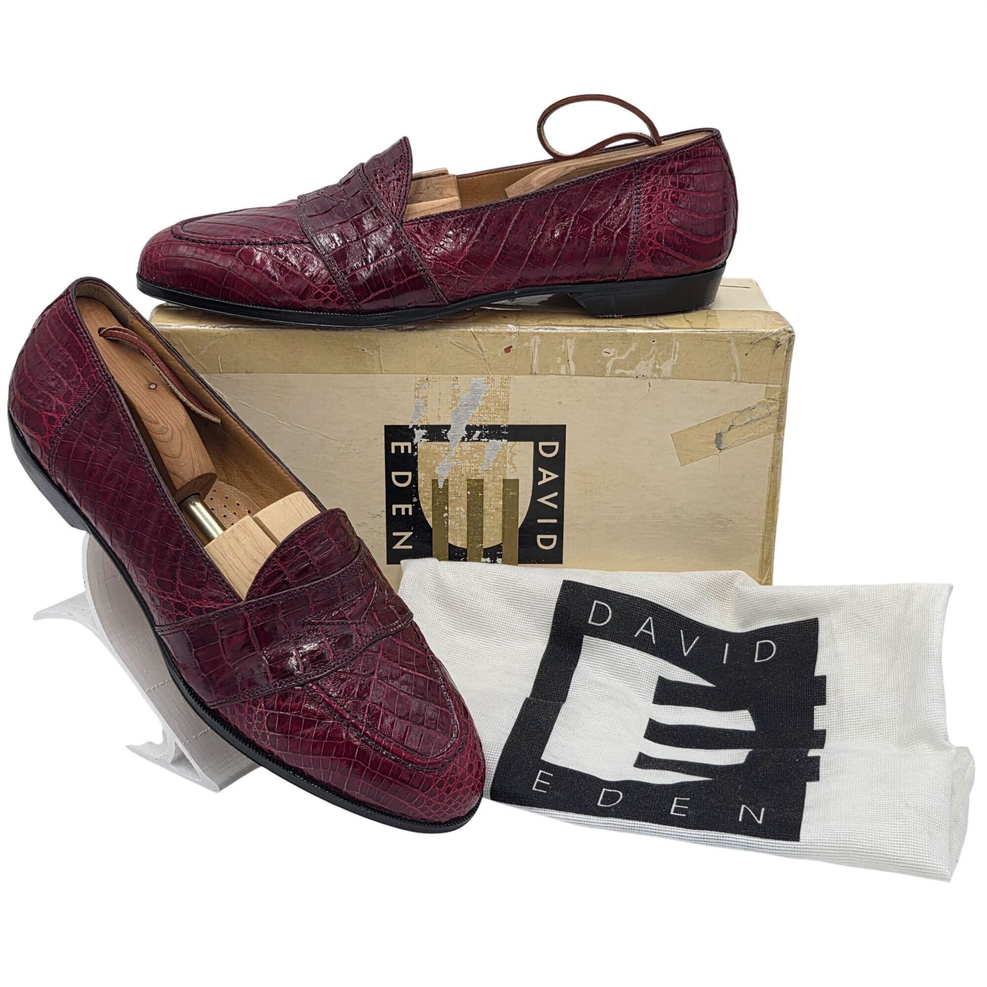 David Eden Vintage Crocodile Burgundy David Eden Exotic Italy Loafers Size US 11 / EU 44 - 2 Thumbnail