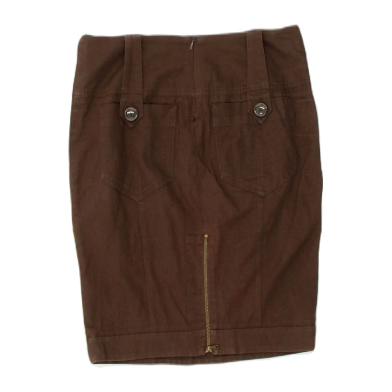 MAX&Co. MAX & CO. Womens Midi Skirt Brown Cotton XS UK 6 W28 Size 26" / US 2 / IT 38 - 2 Thumbnail
