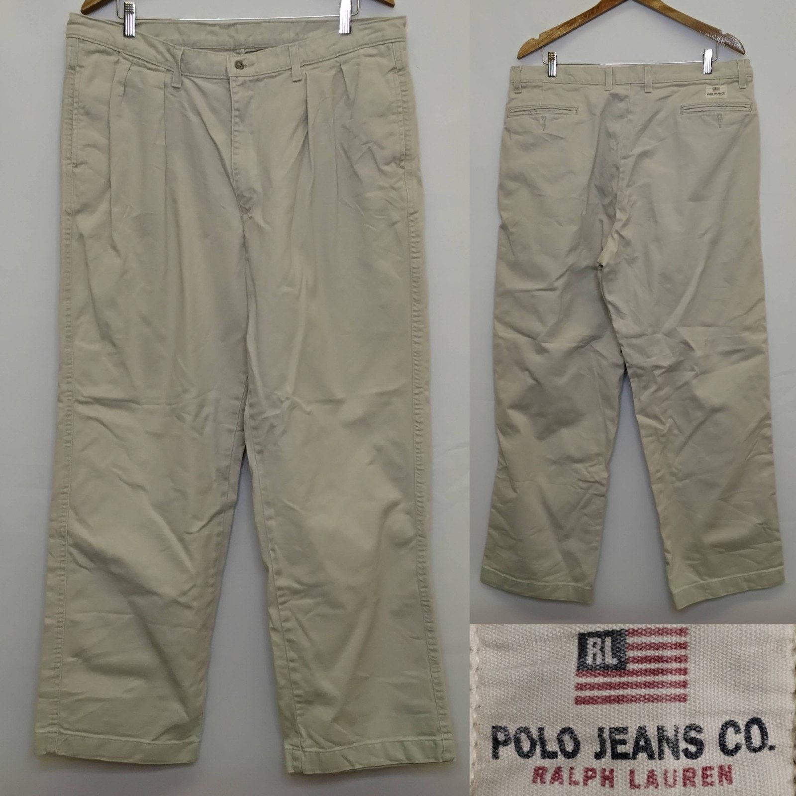 Polo Ralph Lauren Polo Jeans Co. Ralph Lauren Pleated Chino Men's 38x30 Beige Size US 38 / EU 54 - 1 Thumbnail