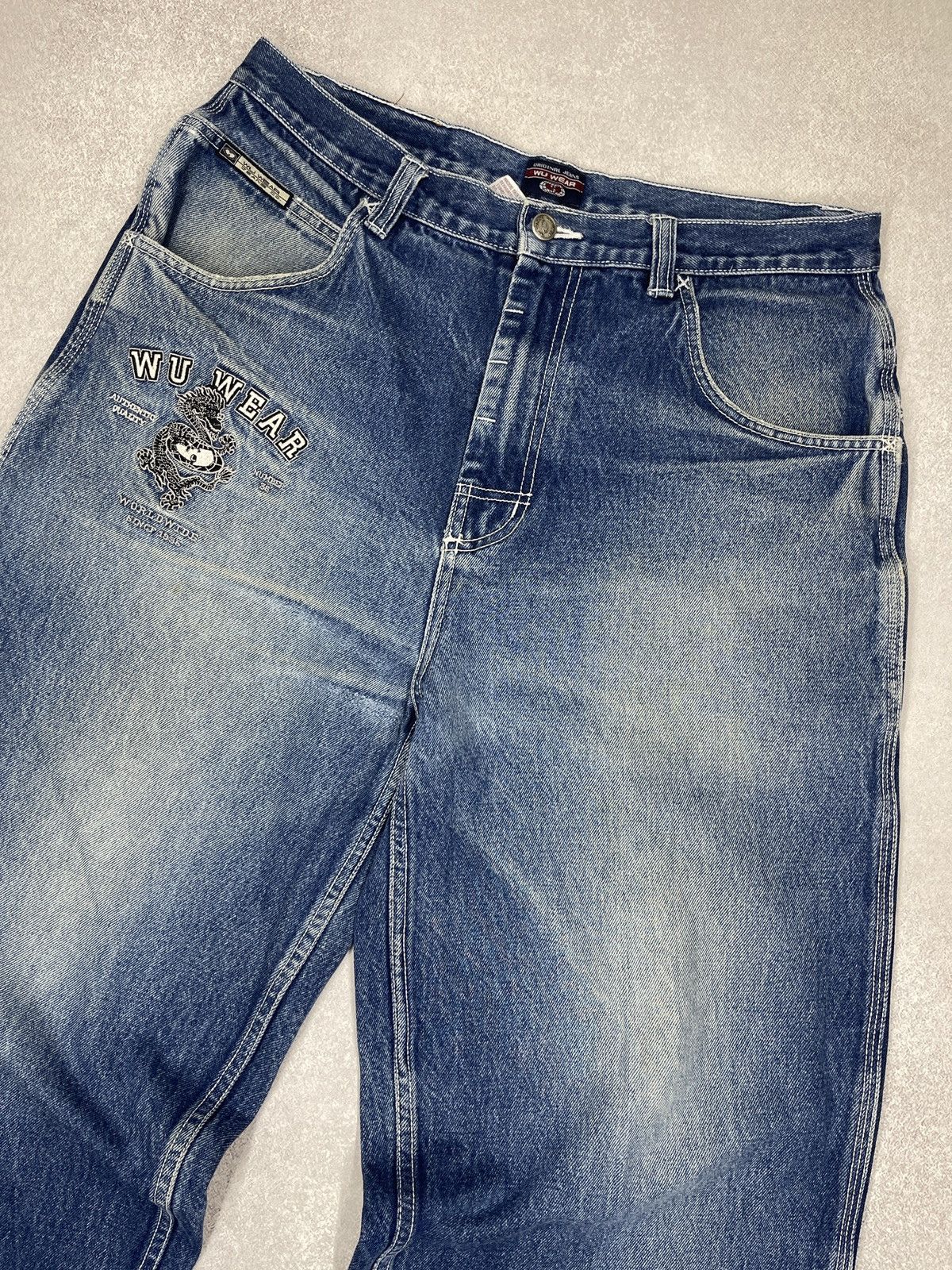 Wu-Tang Clan Vintage Wu Tang Clan Wu Wear Baggy Denim Jeans Blue Big Logo Size US 34 / EU 50 - 10 Thumbnail