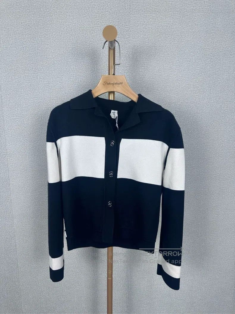 Hermes Hermes Black and white striped sweater cardigan Size XXS / US 00 / IT 34 - 1 Thumbnail