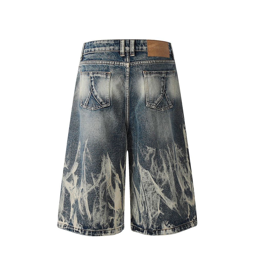 Japanese Brand × Vintage Trendy punk men's gradient washed tie-dye denim shorts Size US 32 / EU 48 - 3 Thumbnail