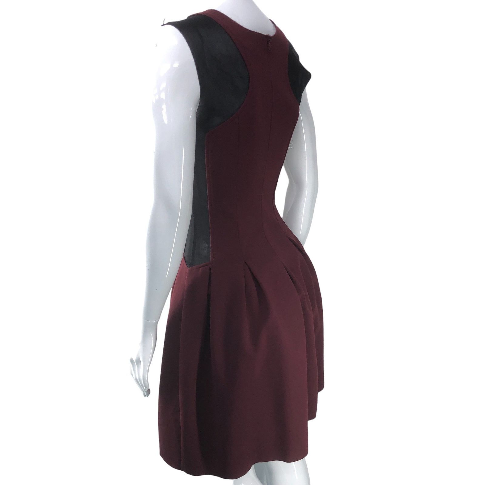 Maje Maje Size 2 Dress Maroon Black Mesh Cutouts Short Sleeve Size XS / US 0-2 / IT 36-38 - 7 Thumbnail
