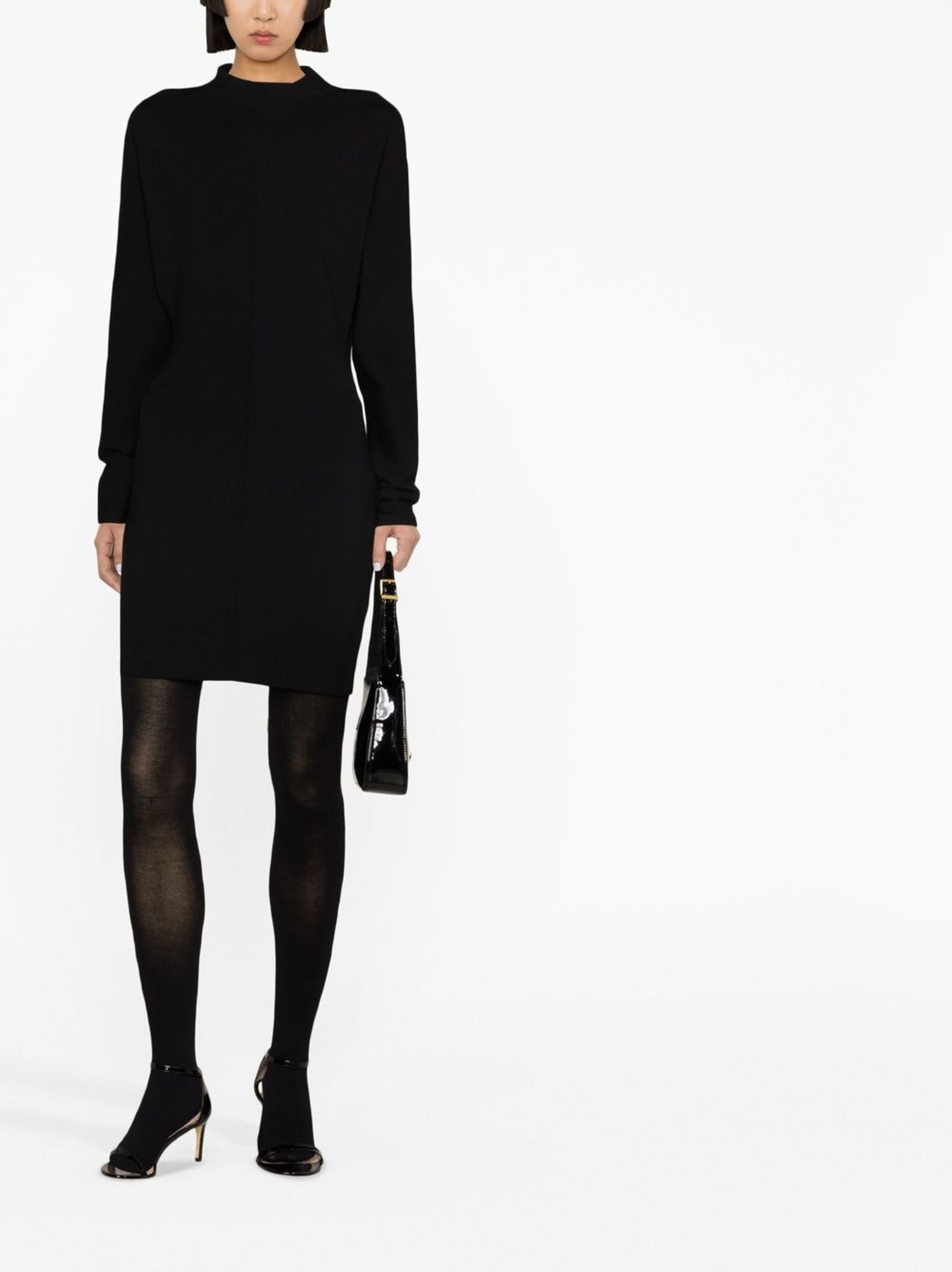 Saint Laurent Paris o1s1wg111124 Roll-Neck Knitted Dress in Black Size M / US 6-8 / IT 42-44 - 2 Thumbnail