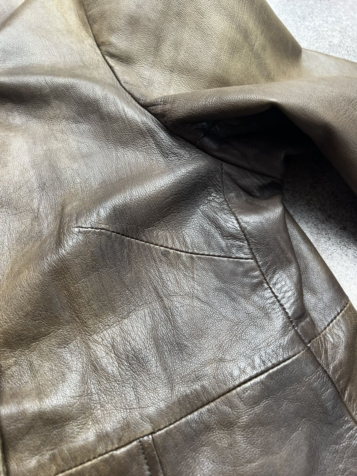 Japanese Brand × Vintage Vintage washed obscur style leather coat Size M / US 6-8 / IT 42-44 - 9 Thumbnail