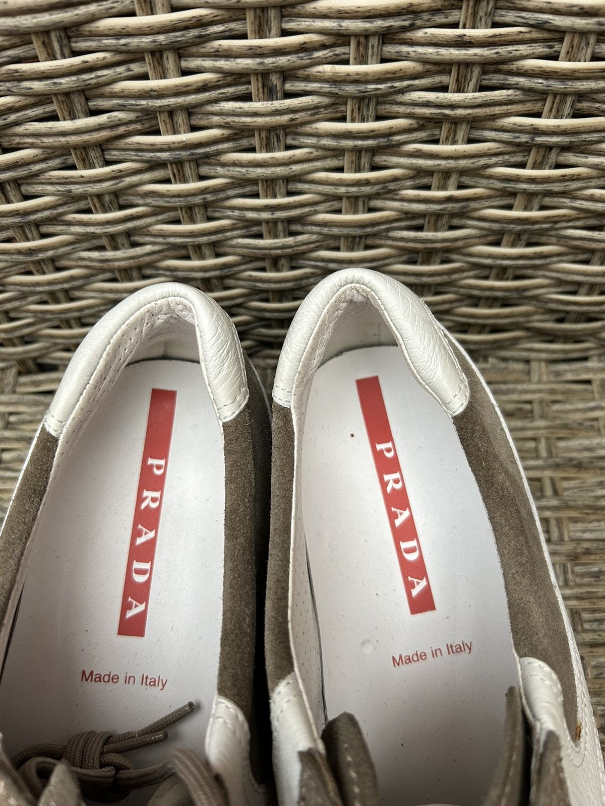 Prada × Vintage Vintage Prada Sport Two Tone Low-Top Beige Trainers 39.5 Size US 6 / EU 39 - 9 Thumbnail