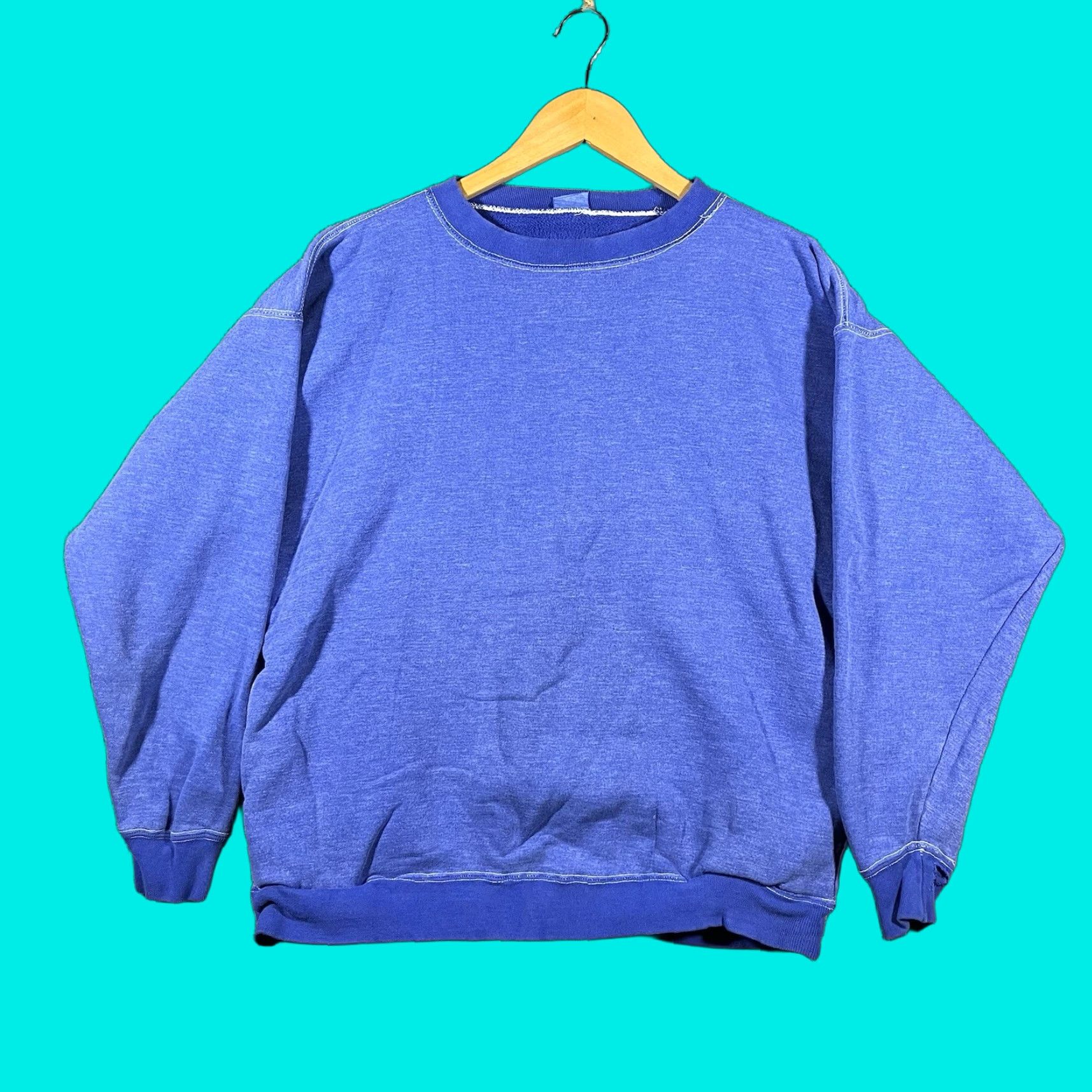 Vintage VINTAGE 70s 80s Heavyweight Cotton Crewneck Sweatshirt Blue Pockets Mens L Size US L / EU 52-54 / 3 - 1 Thumbnail