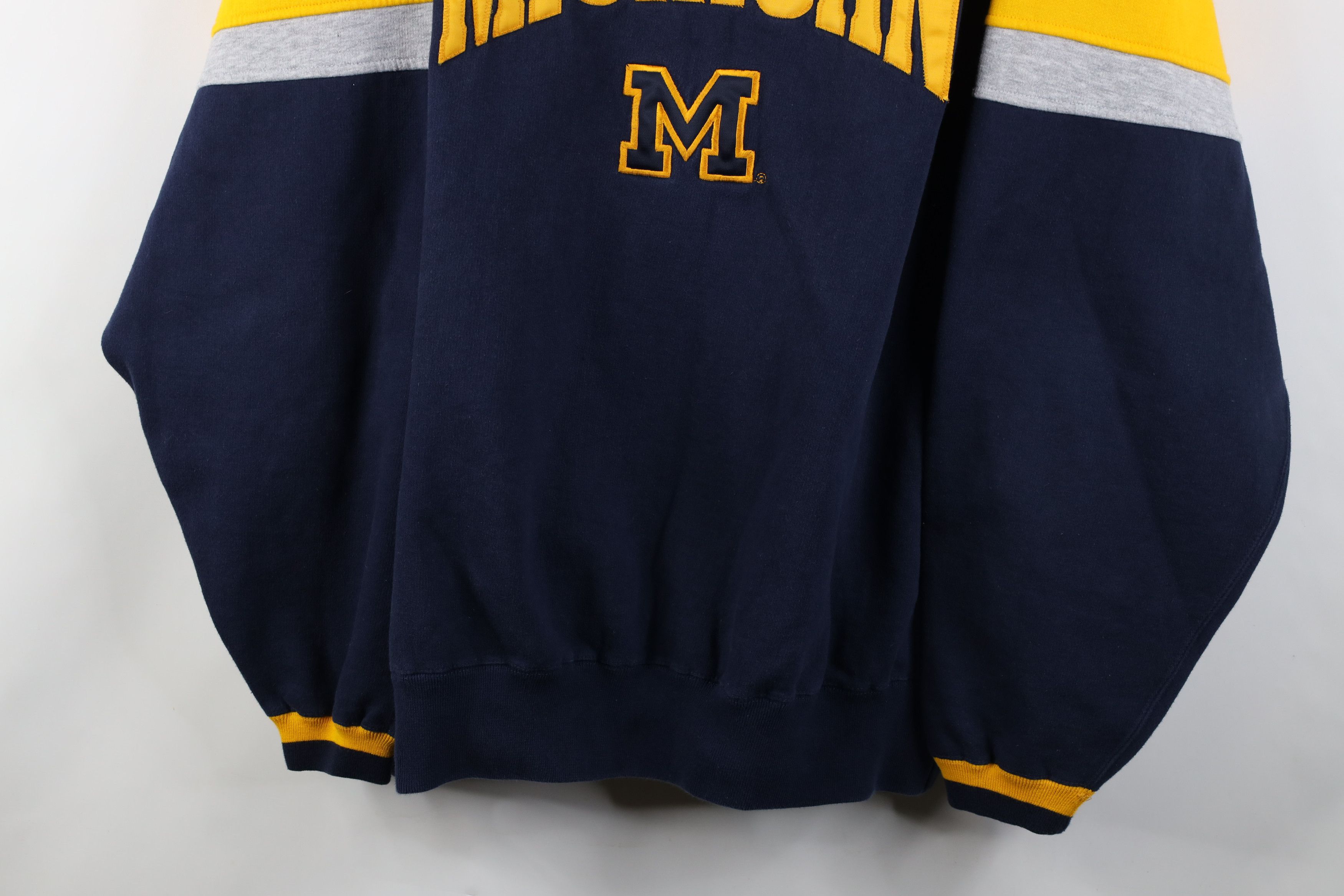 Vintage Vintage 90s Spell Out University of Michigan Sweatshirt Blue Size US XL / EU 56 / 4 - 3 Thumbnail