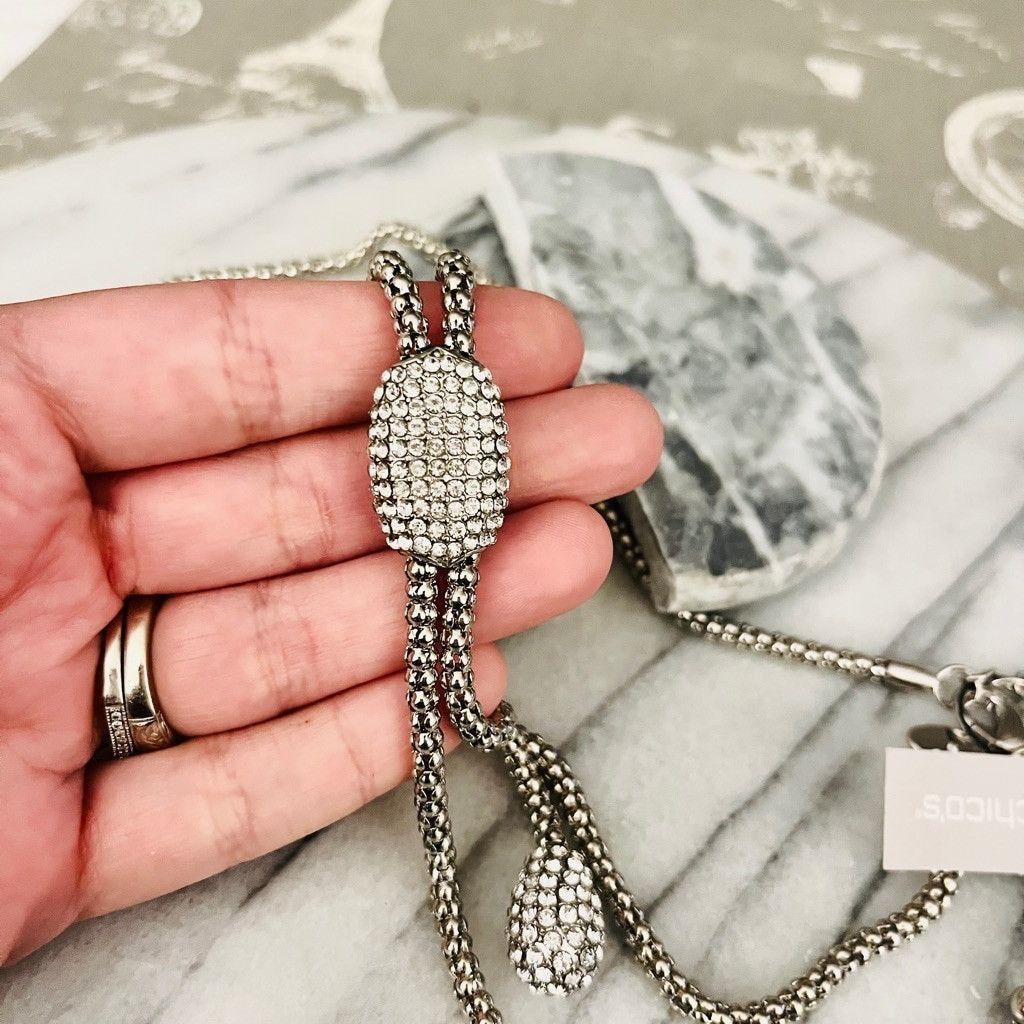 Chicos Chico's Pave Crystal Necklace Silver Size ONE SIZE - 3 Thumbnail
