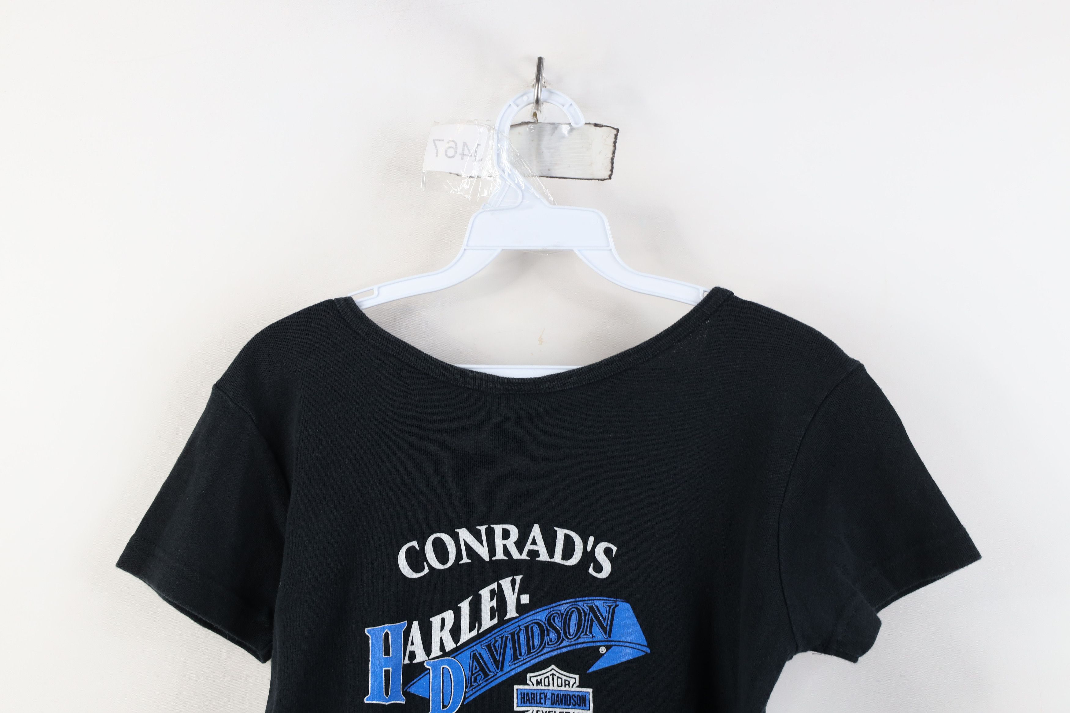 Harley Davidson Vintage 90s Harley Davidson Ribbed Knit T-Shirt Black USA Size L / US 10 / IT 46 - 13 Thumbnail