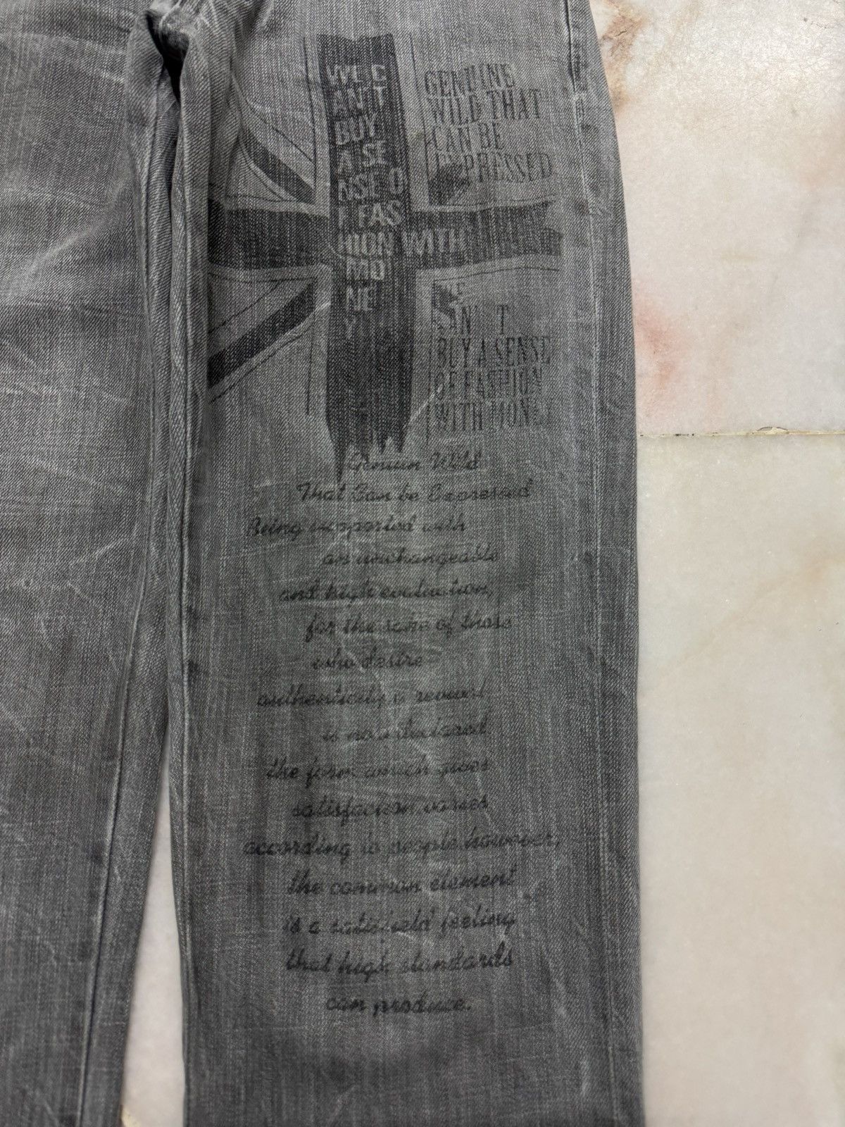 Designer 💥Flare💥90s Jack Serika Punk Jeans Script Logo Faded Distress Size US 28 / EU 44 - 6 Thumbnail