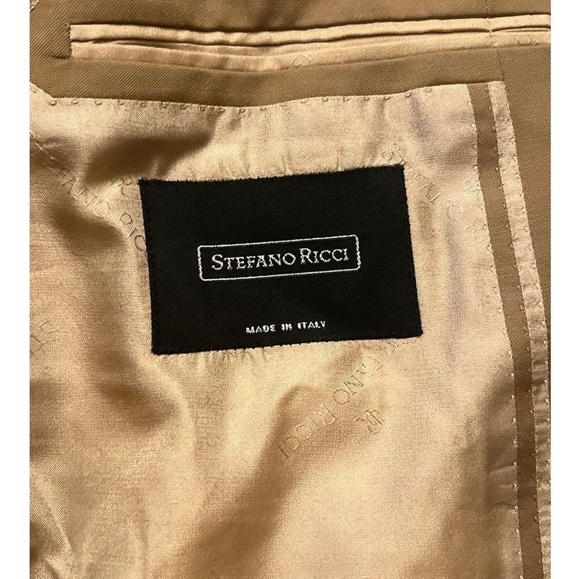 Stefano Ricci Stefano Ricci Tan 100% Wool Blazer Sport Jacket Size: 58 Size 54R - 4 Thumbnail