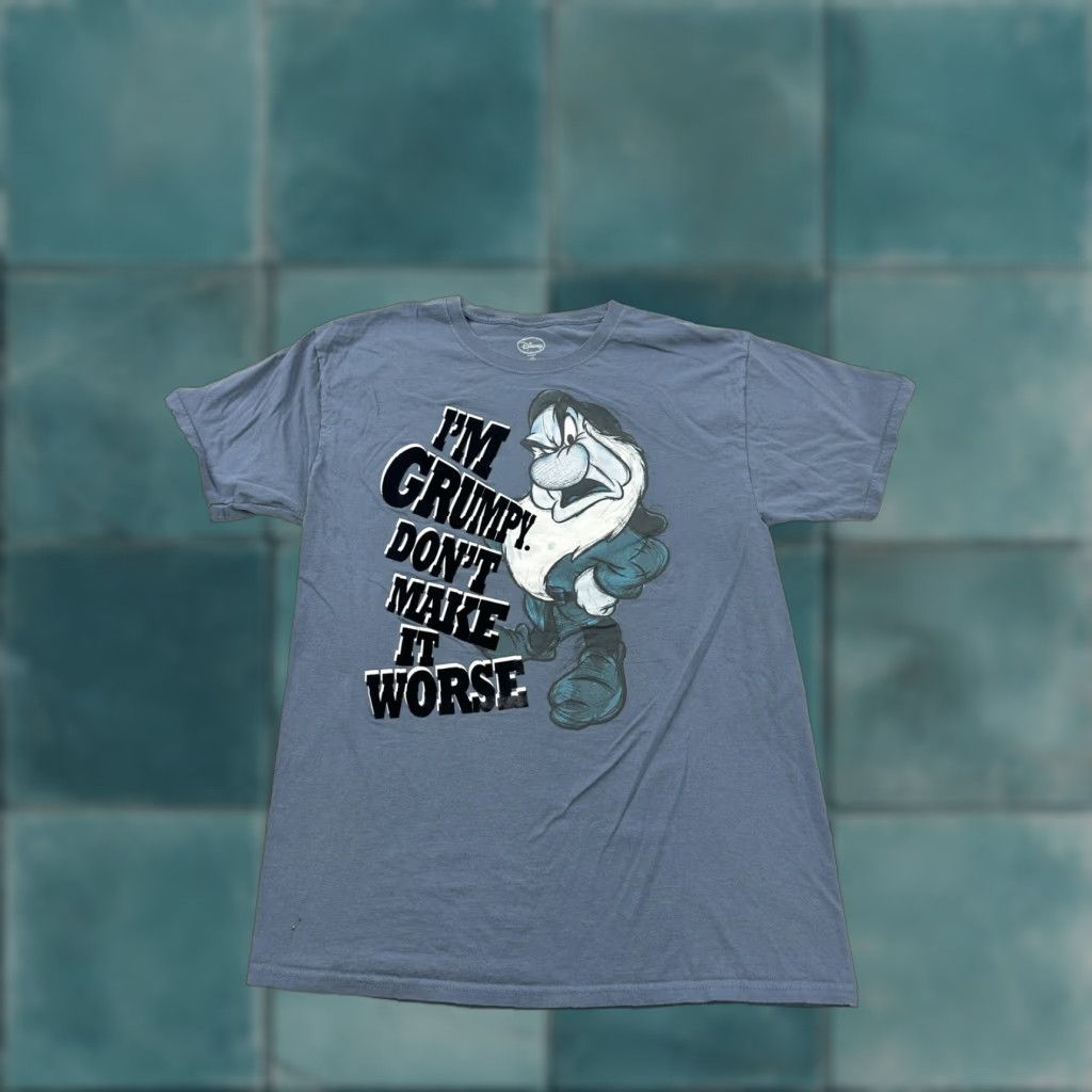 Disney Disney Grumpy Dwarf Shirt Adult Large Blue Short Sleeve Regular T-Shirt Unisex Adults Disney Grumpy Dwarf Short Sleeve Shirt Blue L Size US L / EU 52-54 / 3 - 1 Thumbnail