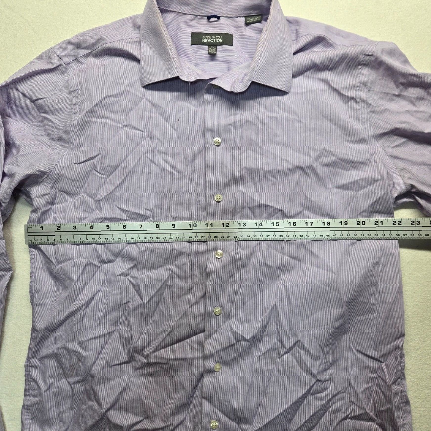 Kenneth Cole Kenneth Cole Reaction Dress Shirt Purple Striped Button Down XL Size 46R - 4 Thumbnail