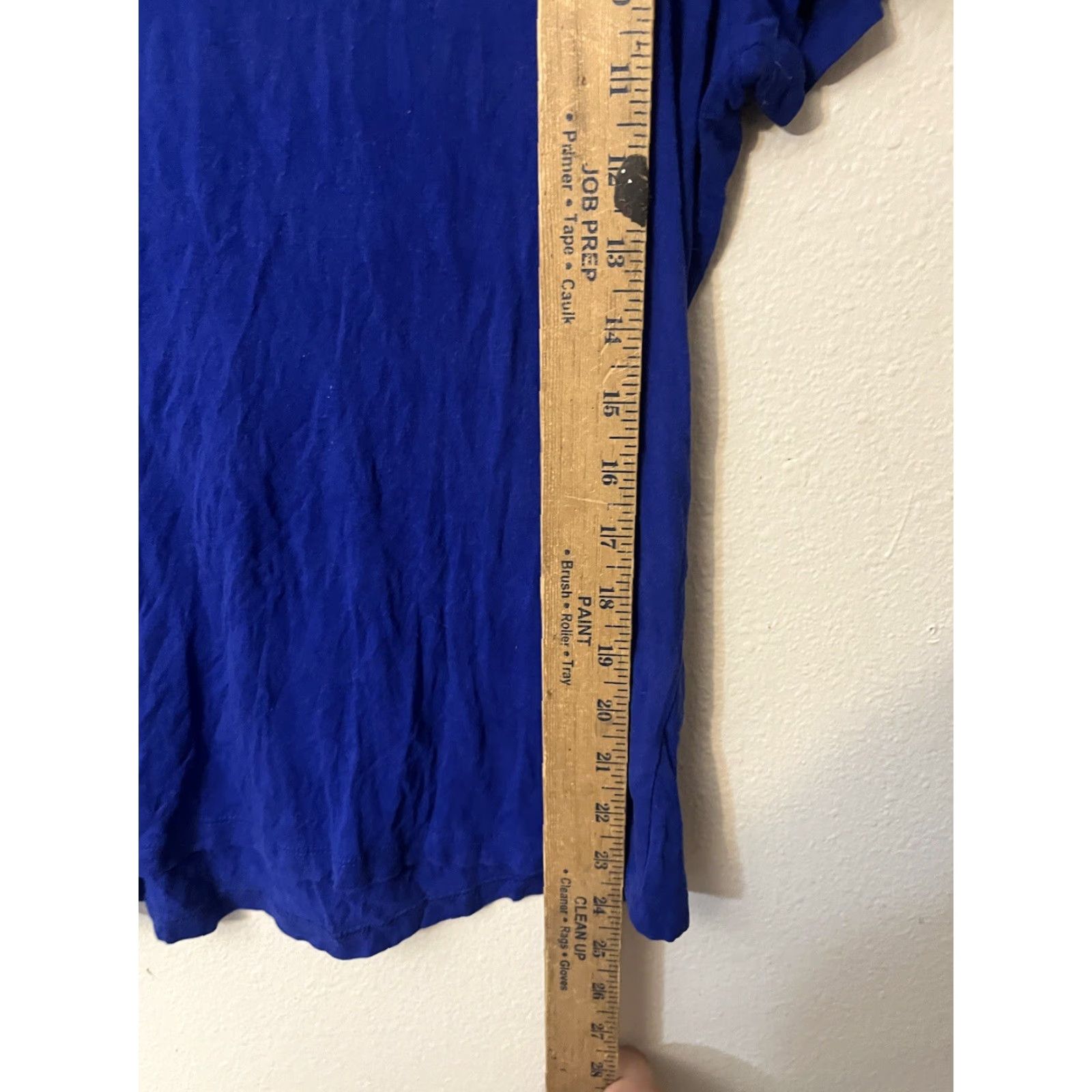 Vintage V Neck Cable & Gauge Blouse Royal Blue Short Sleeve Petite Large Size L / US 10 / IT 46 - 4 Thumbnail