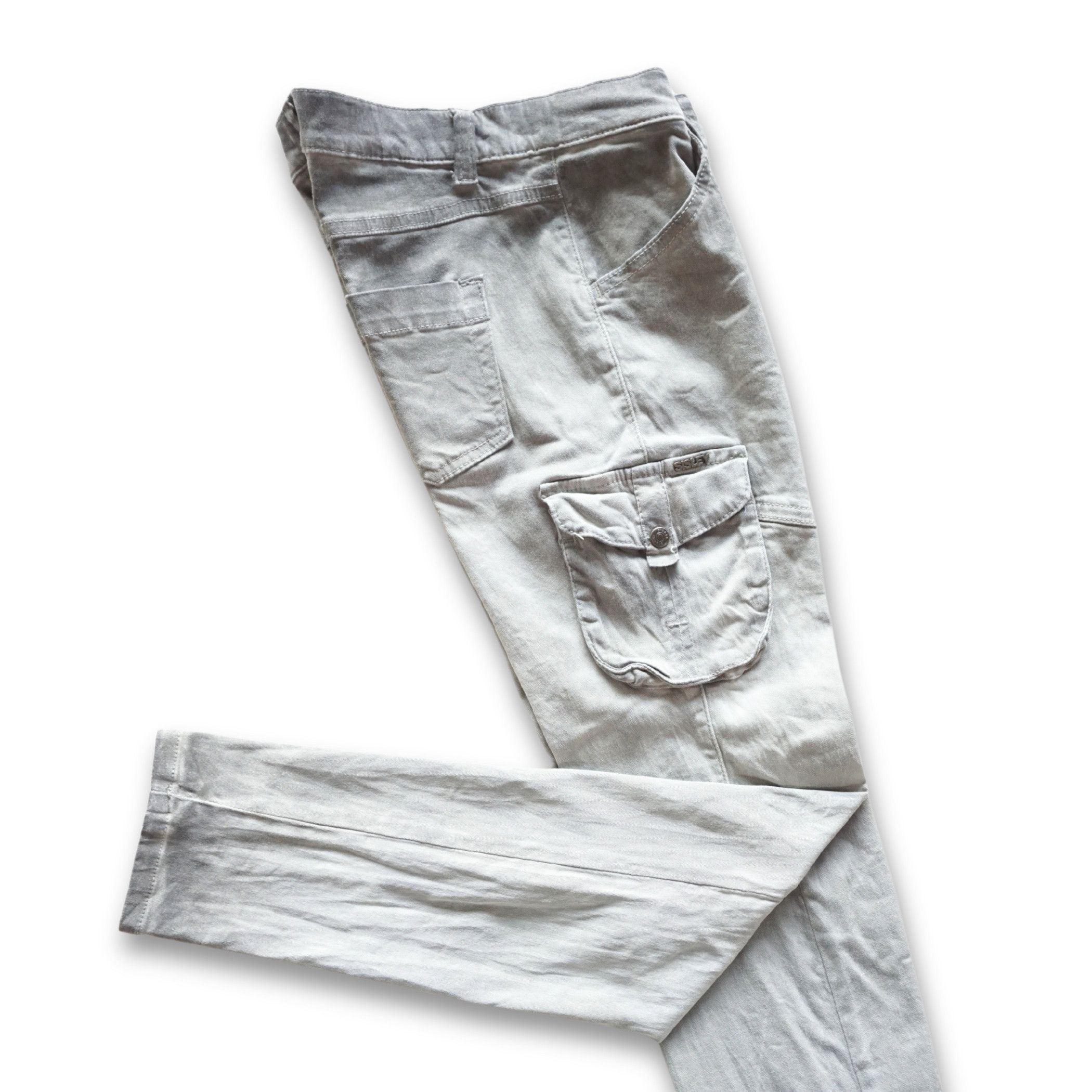 Benetton SISLEY Skinny Fit Oil-Stained Look Low-Rise Cargo Jeans Size 24" / US 00 / IT 34 - 5 Thumbnail