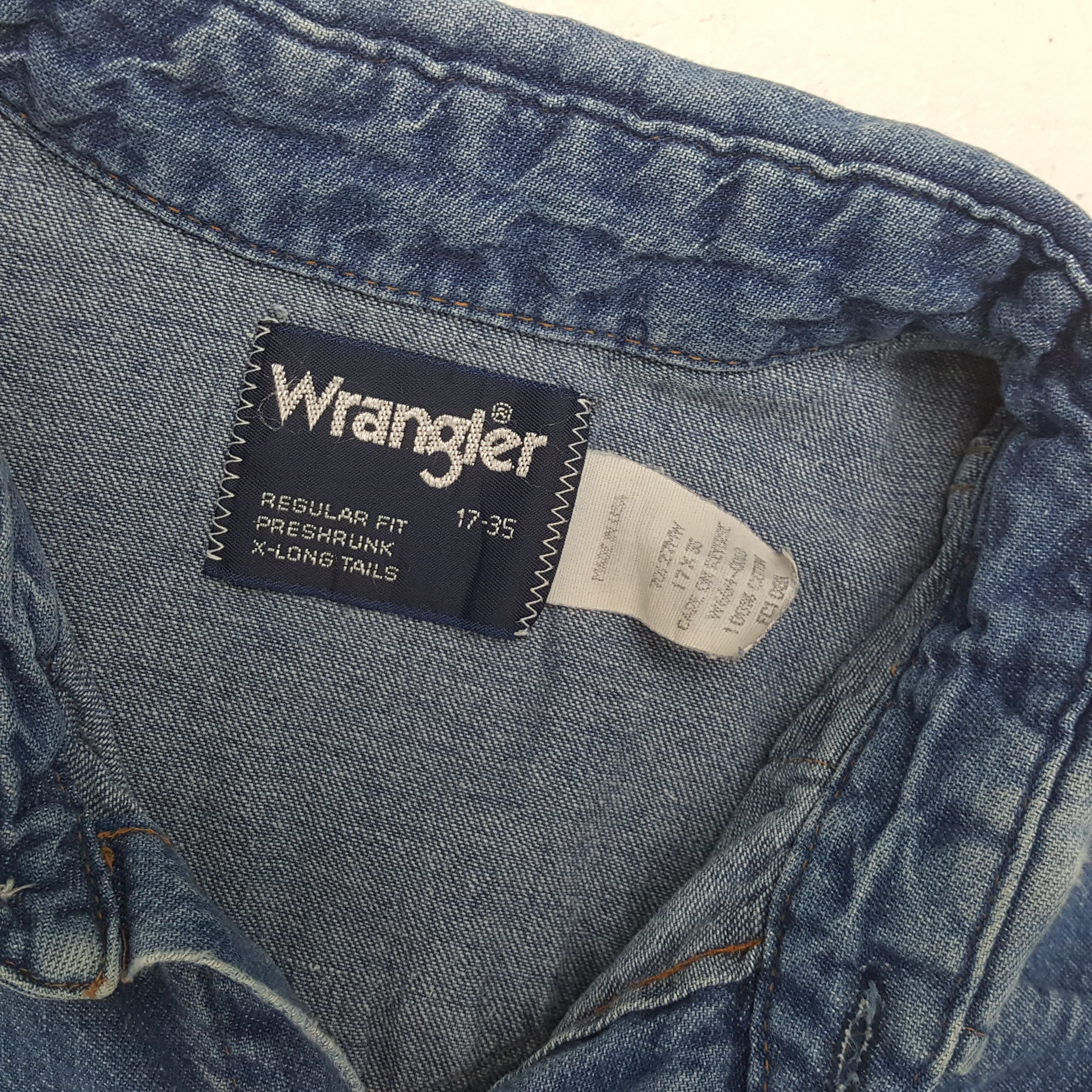 Vintage × Wrangler Vintage WRANGLER American Classic Style Denim Shirts Size US XL / EU 56 / 4 - 8 Thumbnail