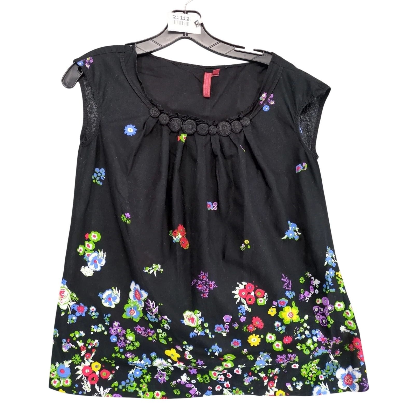 Anthropologie One September Black Floral Blouse Top Petite S Wildflower Size S / US 4 / IT 40 - 1 Thumbnail