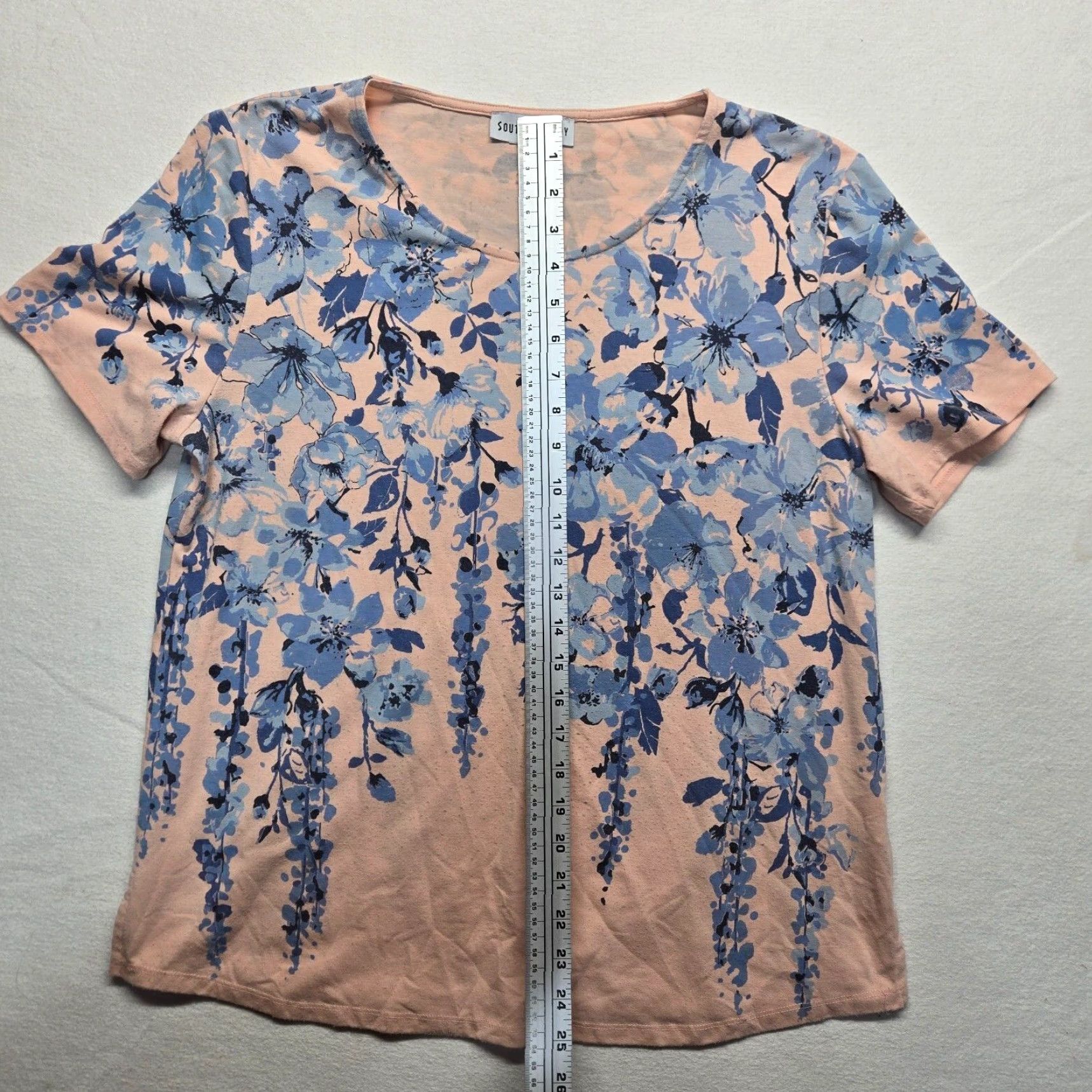 Vintage Southern Lady Shirt M Pink Blue Floral All Over Tee T-Shirt Casual V Neck Size M / US 6-8 / IT 42-44 - 5 Thumbnail