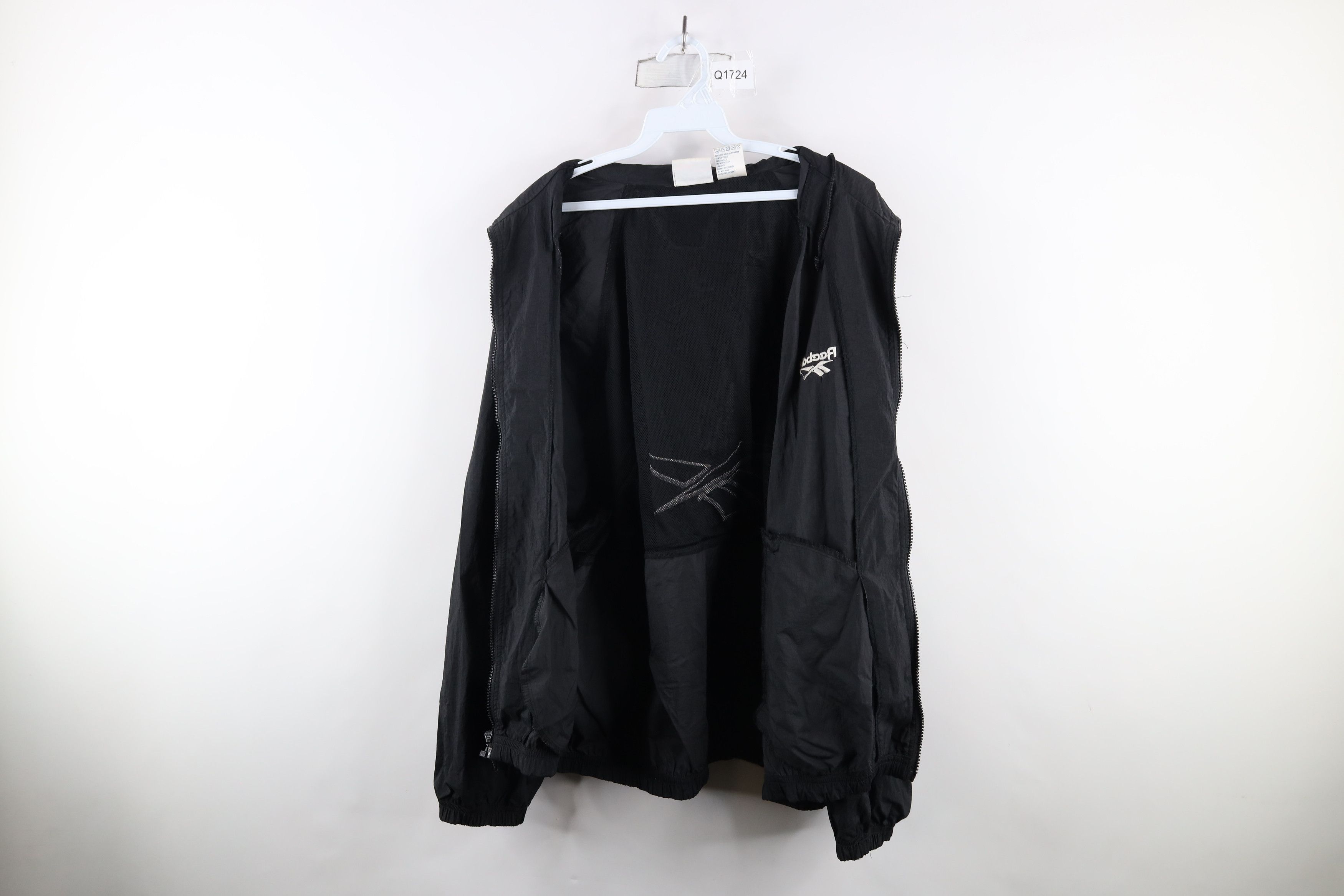 Reebok × Vintage Vintage 90s Reebok Spell Out Hooded Windbreaker Jacket Black Size US L / EU 52-54 / 3 - 8 Thumbnail