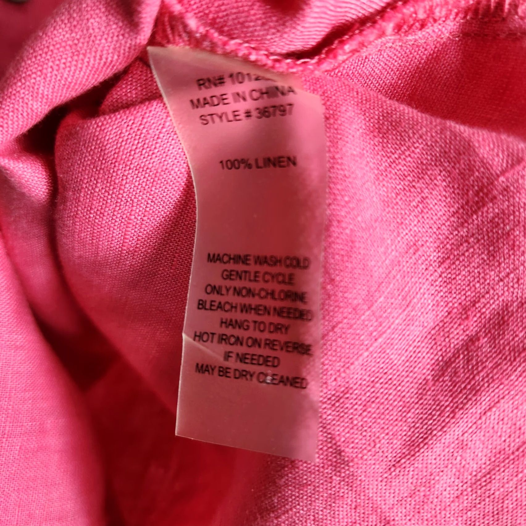 Soft Surroundings Soft Surroundings Shirt Womens Linen Pink Tunic-Size M Long Sleeve Buttonfront Collared Beach, Travel, Vacation 100% Linen Womens Mens? Size M / US 6-8 / IT 42-44 - 5 Thumbnail