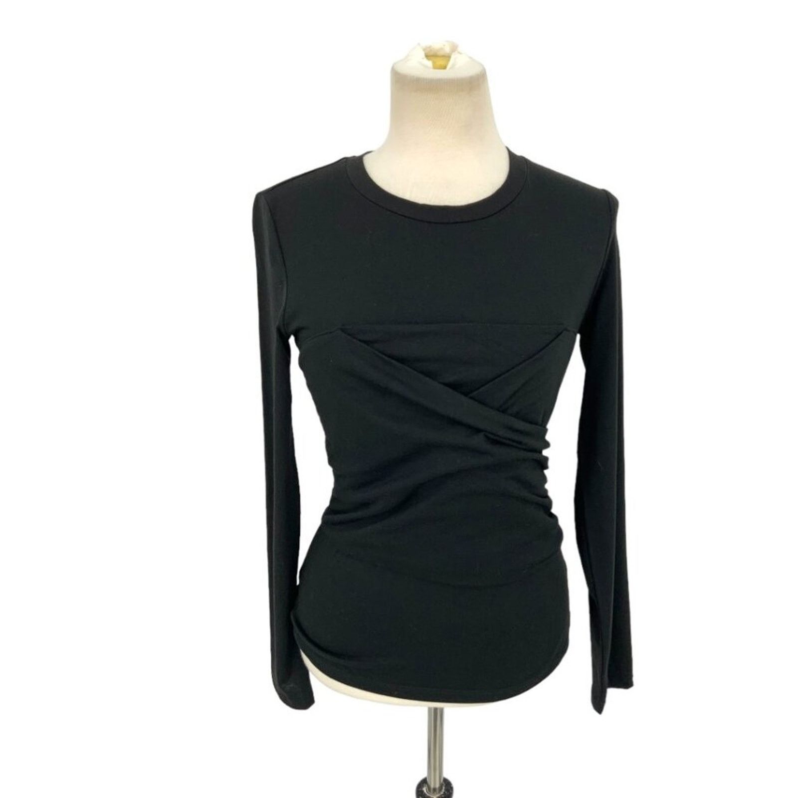 Asos Vero Moda Nelly Ruched Knit Top Black Medium NWOT $62 MSRP Size M / US 6-8 / IT 42-44 - 2 Thumbnail