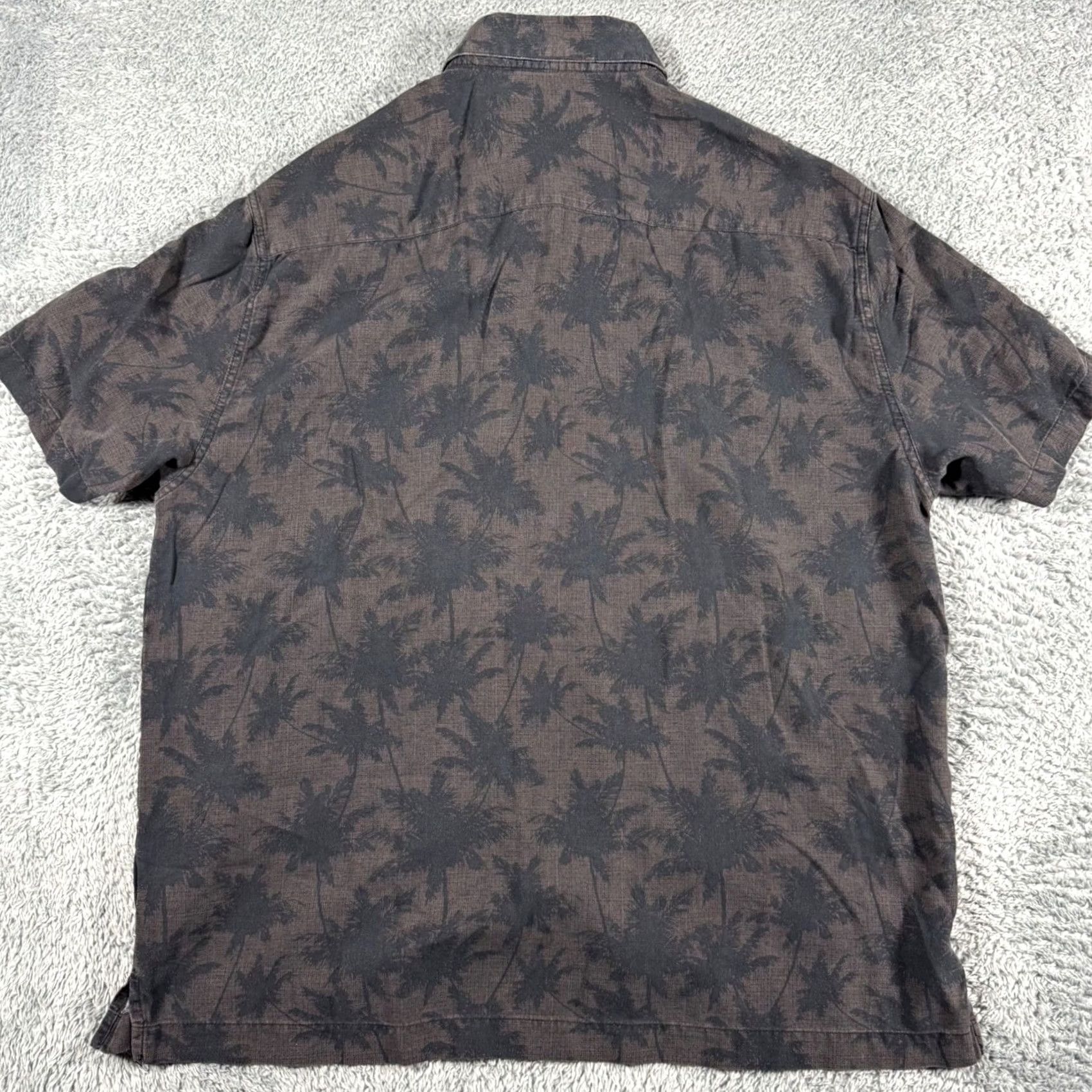 Nat Nast Nat Nast Button Up Shirt Mens Large Grey Silk Cotton Palm Tree Tropical S/S Size US L / EU 52-54 / 3 - 4 Thumbnail