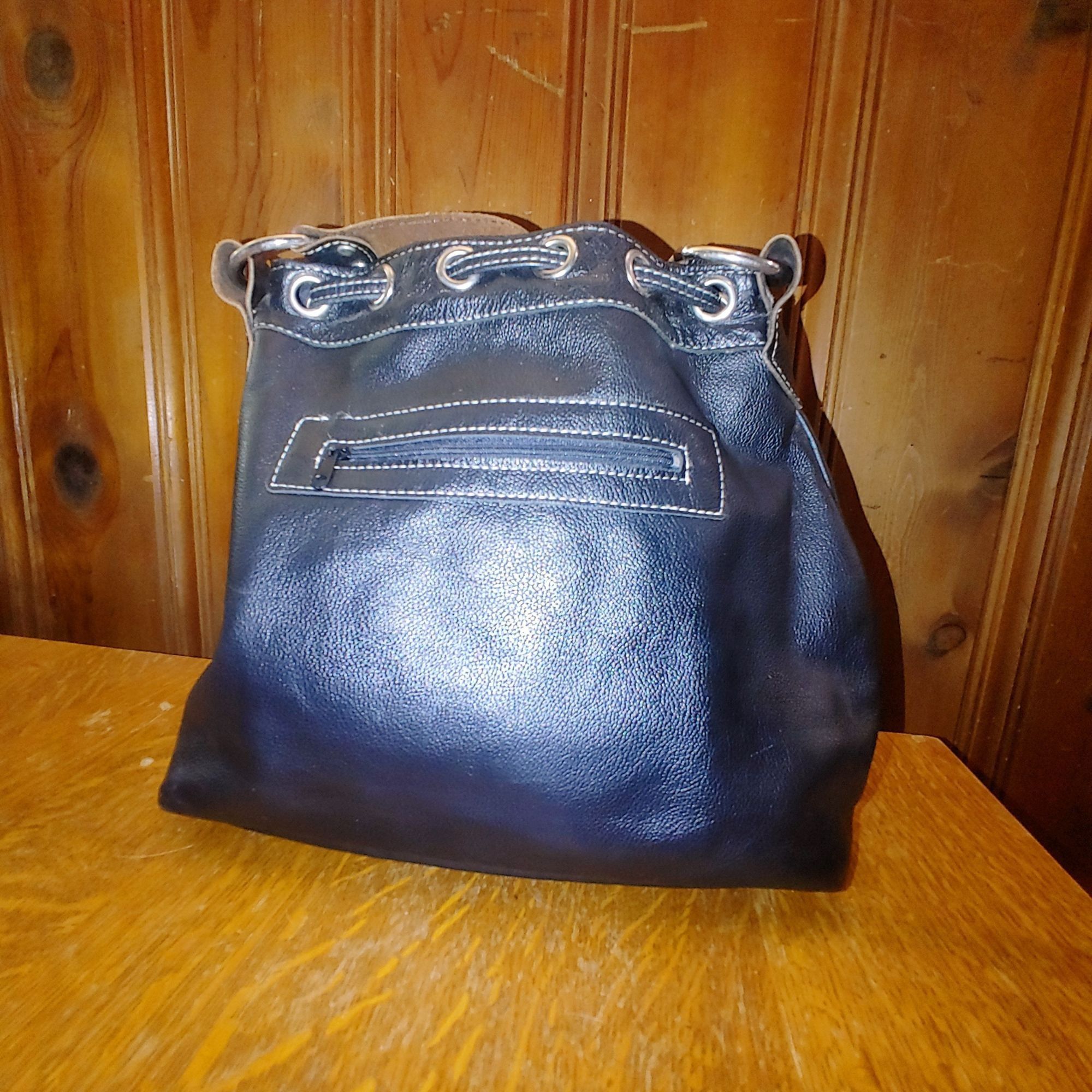 Other Harley Davidson Black Leather Genuine Bucket Bag Drawstring Size ONE SIZE - 8 Thumbnail