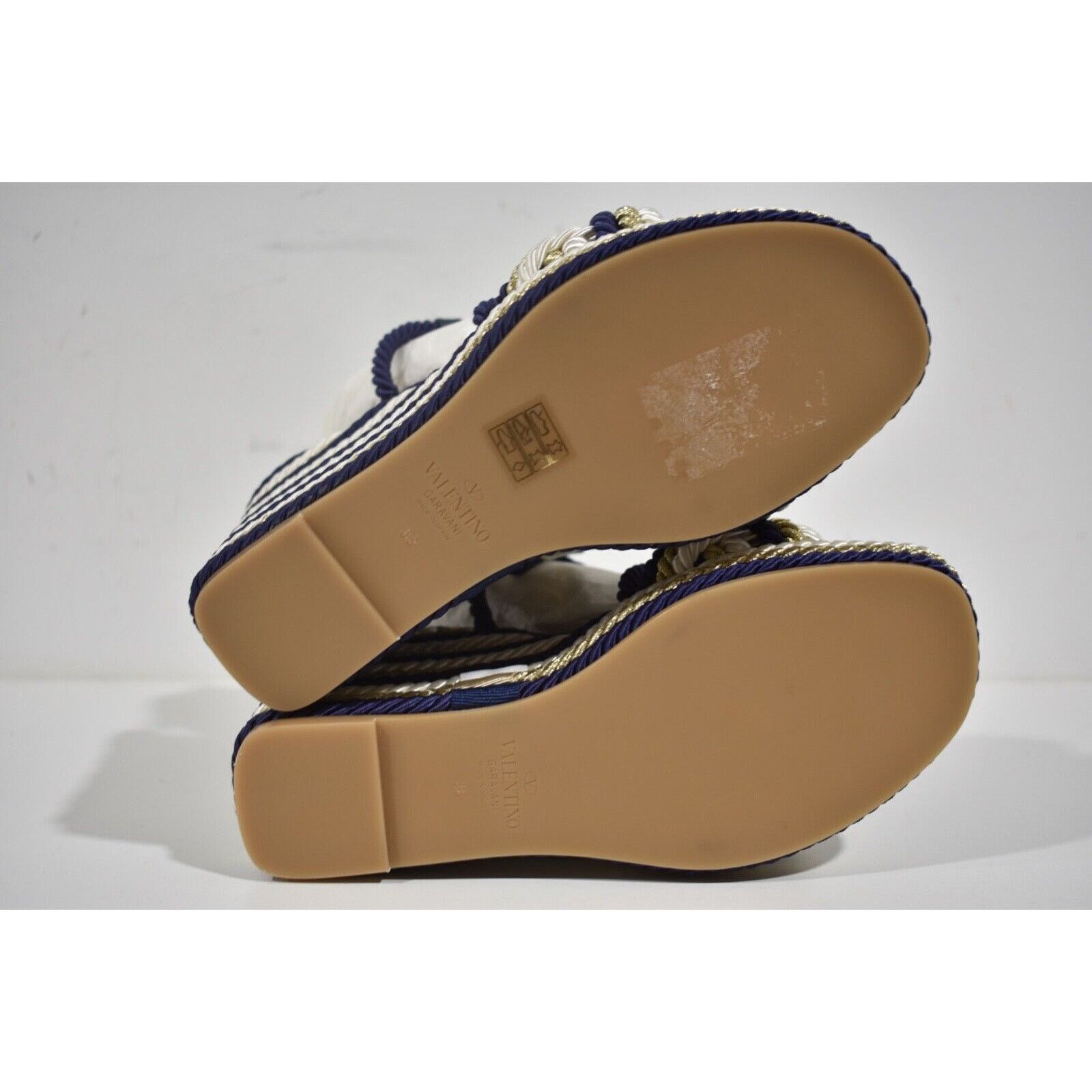 Valentino Rockstud Torchon Cord Rope Wedge Ankle Strap Sandal 38 Size US 8 / IT 38 - 12 Thumbnail