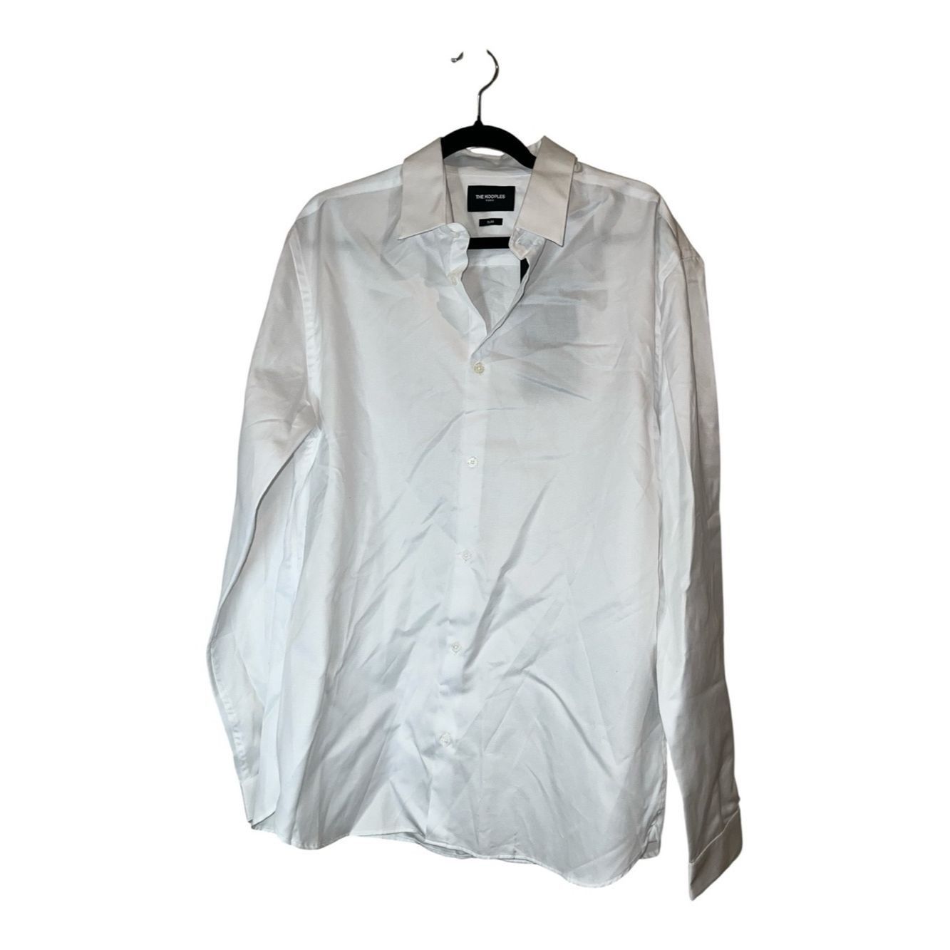 The Kooples The Kooples Paris White Slim Fit Diamond Weave Dress Shirt Size US XL / EU 56 / 4 - 2 Thumbnail