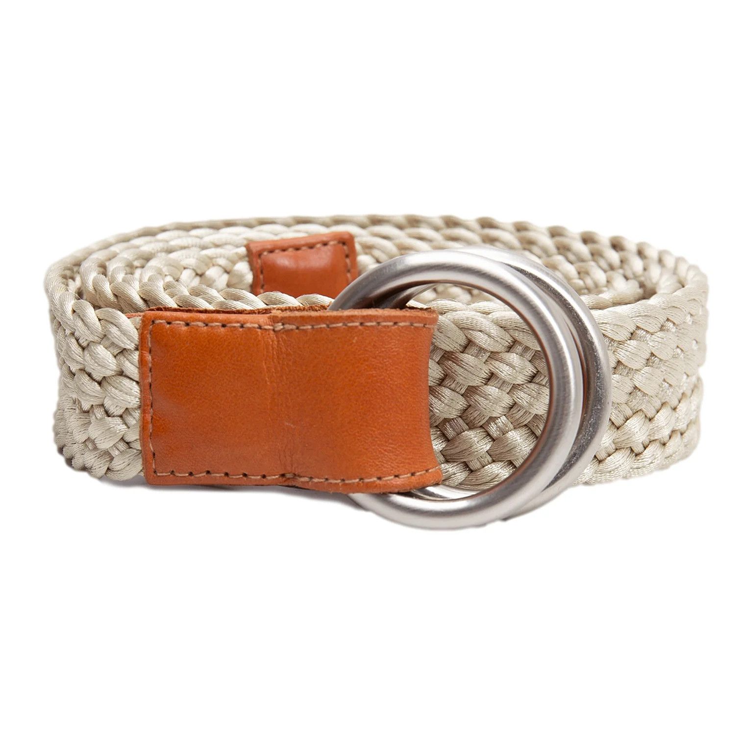 Armani Woven Circle Buckle Belt in Ivory Size ONE SIZE - 1 Thumbnail