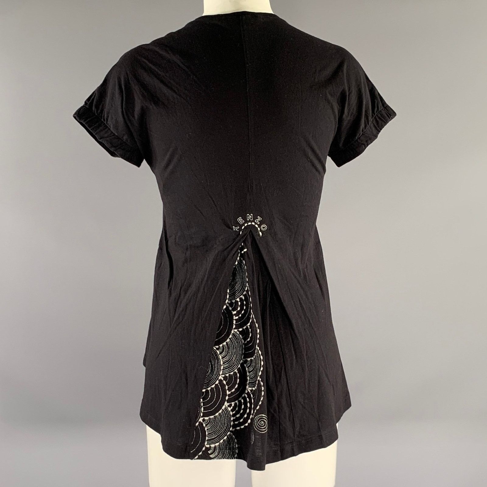 Kenzo KENZO Size M Black White Cotton Embroidered T Shirt Size M / US 6-8 / IT 42-44 - 4 Thumbnail