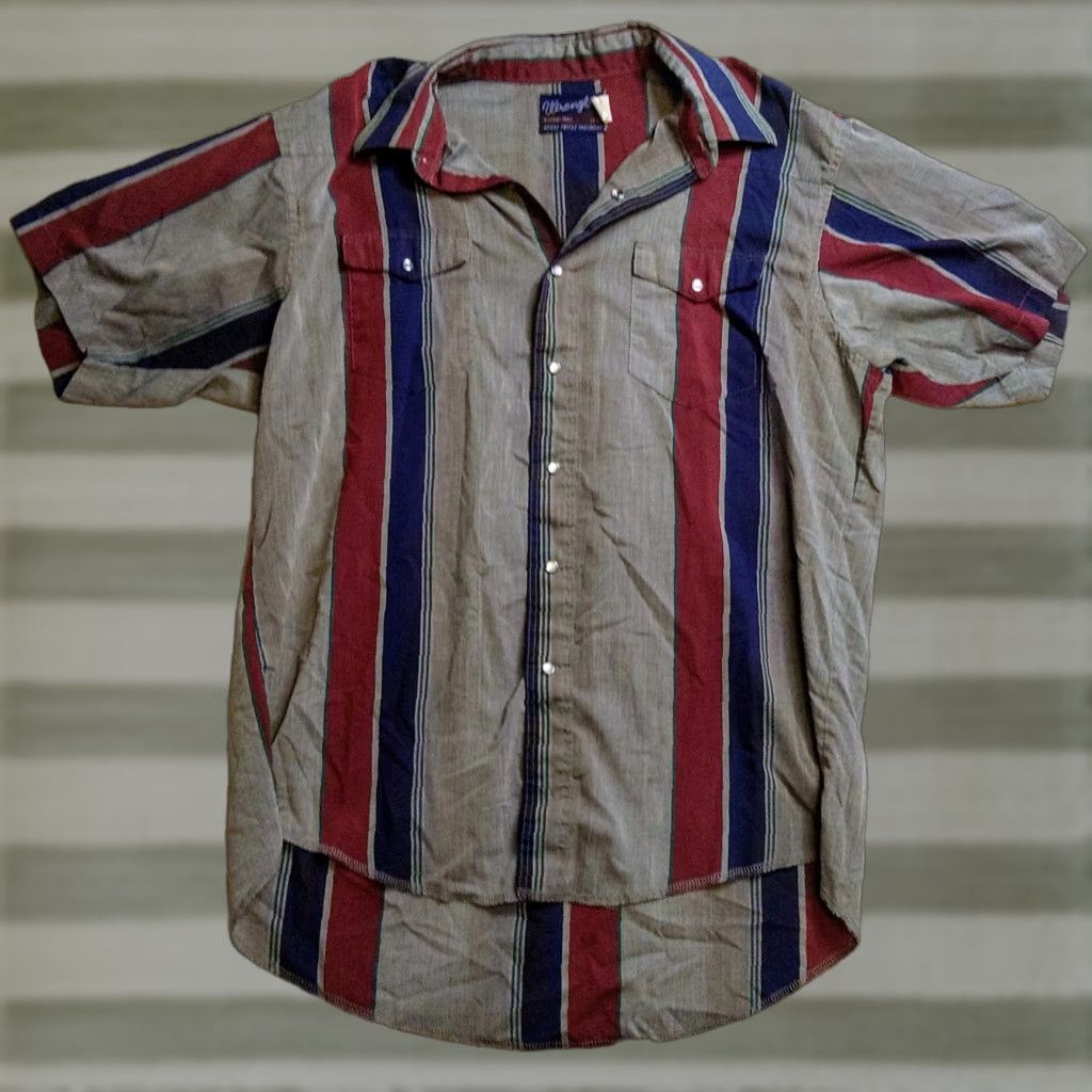 Wrangler VINTAGE Wrangler Shirt Men L Gray Striped Button-Up Western 90s Retro Wool? Size US L / EU 52-54 / 3 - 1 Thumbnail