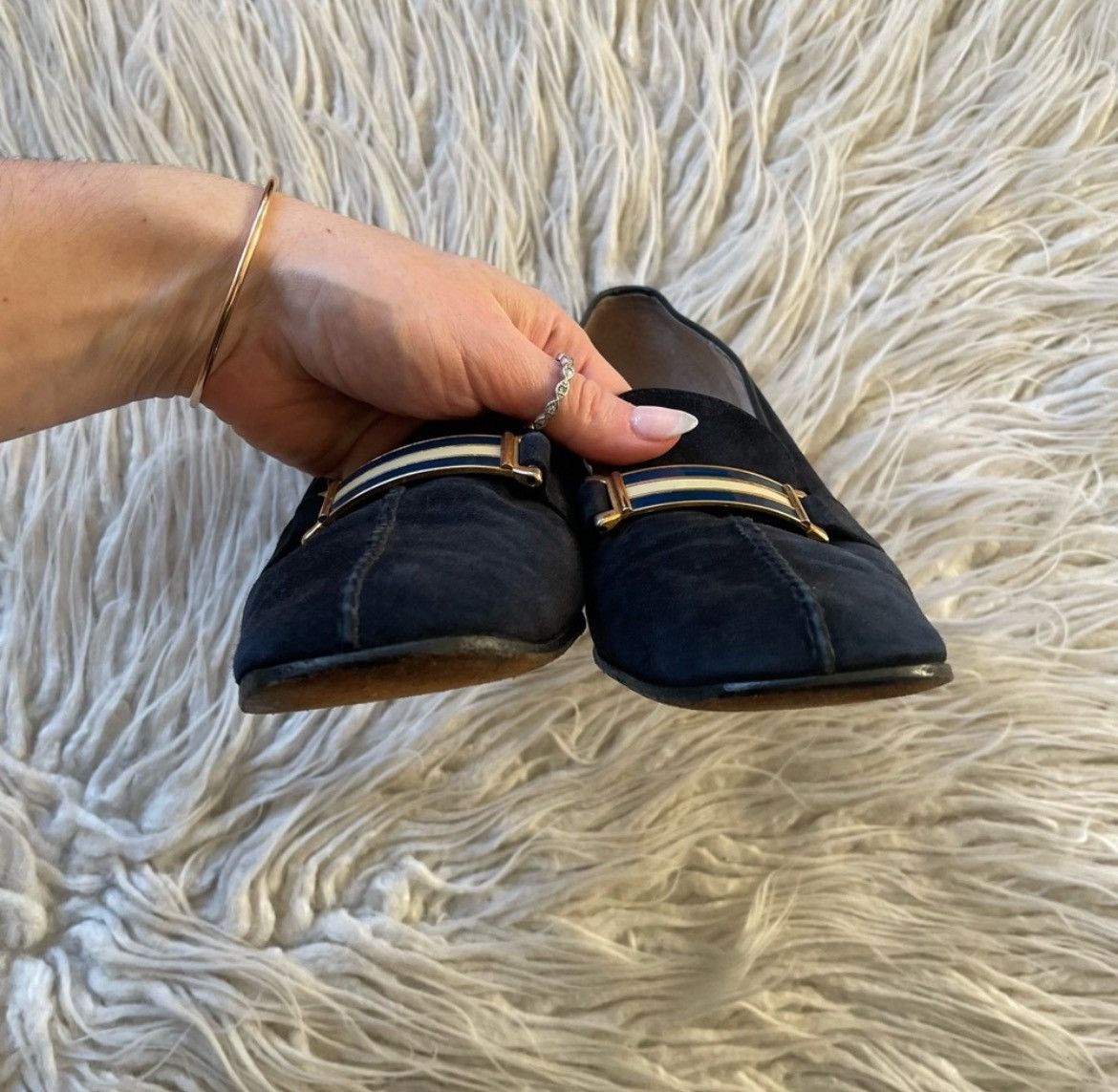 Gucci Gucci Vintage Suede Chain-Link Block Heel Square Toe Pumps Size US 8.5 / IT 38.5 - 8 Thumbnail