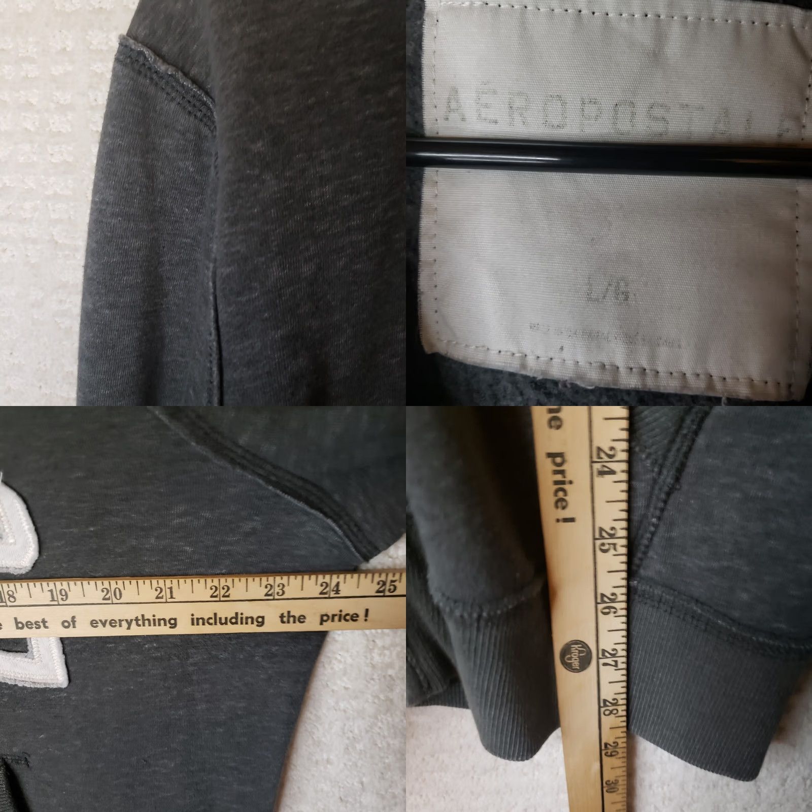 Vintage Aeropostale Men's Dark Gray Full Zip Hoodie L Embroidered Retro 1987 Theme Size US L / EU 52-54 / 3 - 10 Thumbnail