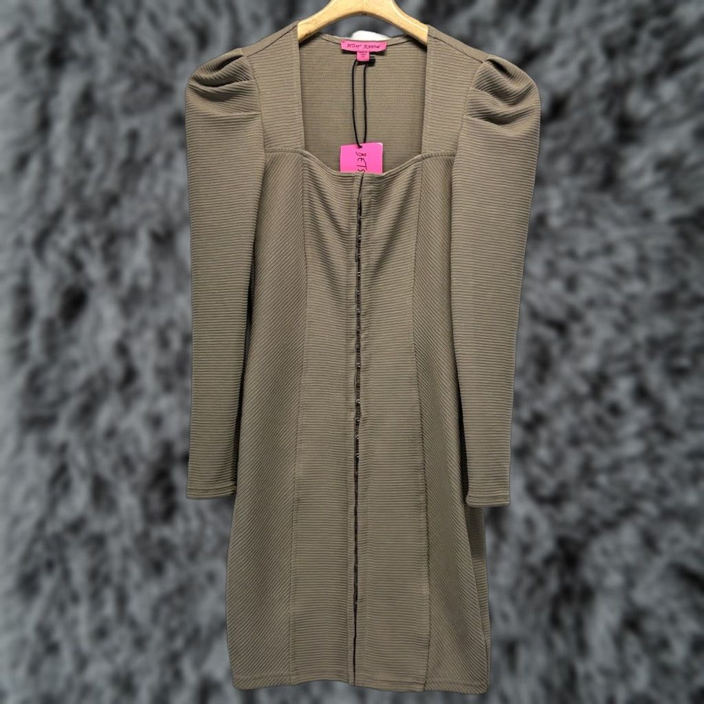 Betsey Johnson NEW Betsey Johnson Ribbed Bodycon Dress XS Brown Long Sleeve Square Neck Party/Cocktail Womens Size XS / US 0-2 / IT 36-38 - 1 Thumbnail
