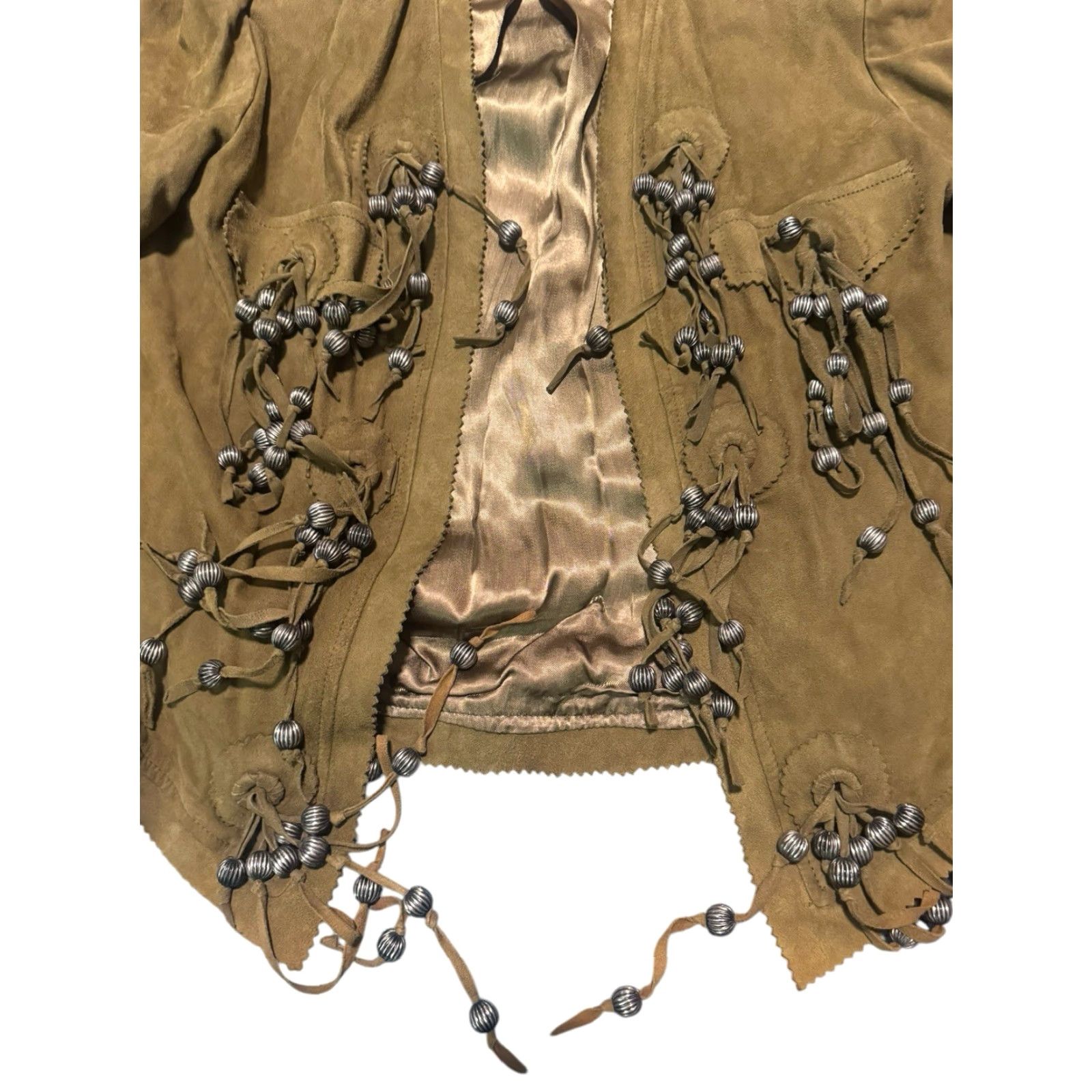 Vintage VINTAGE Judith Ann Creations Genuine Leather Fringe Cardigan Jacket S Brown Blazer Eveningwear Glam Rock 1980s Womens Size S / US 4 / IT 40 - 4 Thumbnail