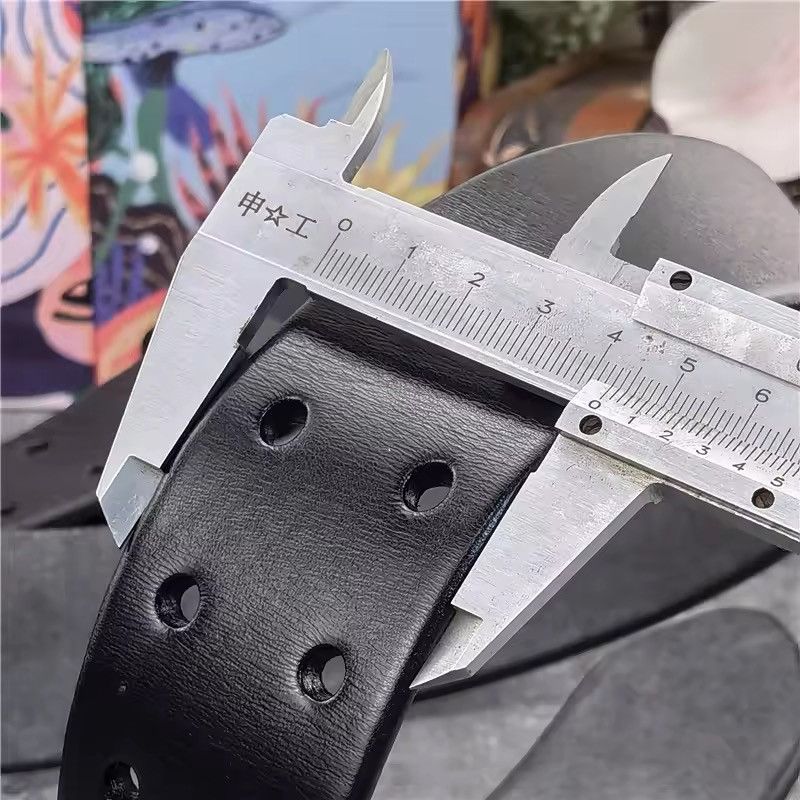 Genuine Leather Super Wide 4.2 CM Thick Genuine Leather Double Buckle Belt Size ONE SIZE - 8 Thumbnail