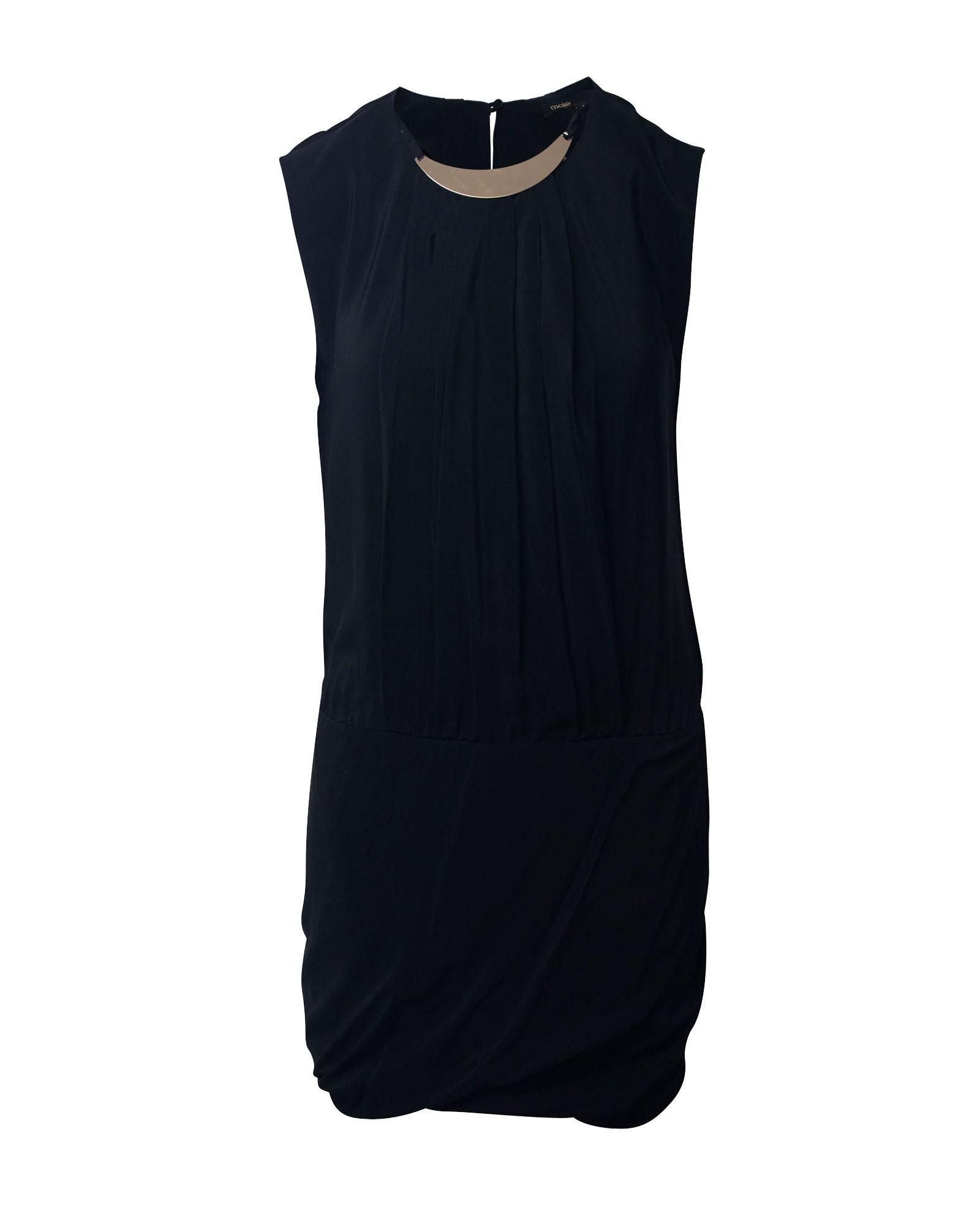 image of Maje Black Silk Dress With Metal Plate Necklace Design, Women's (Size Small)