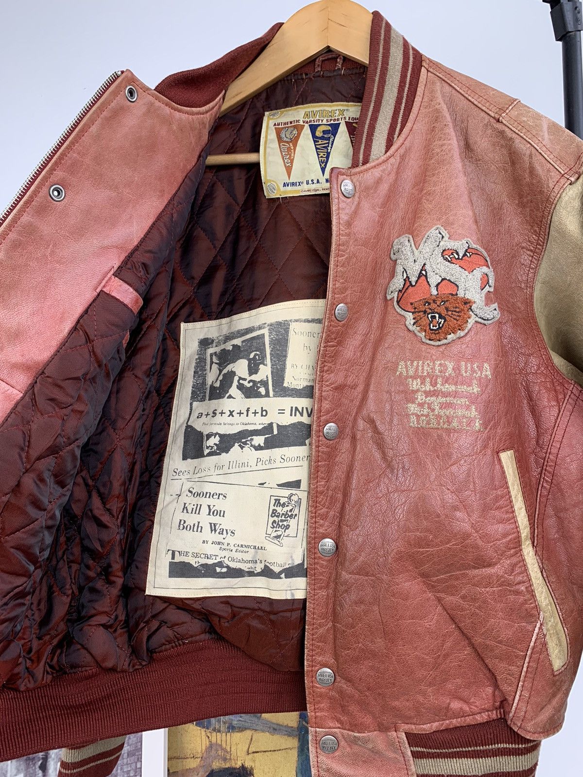 Avirex Avirex Bobcat Bozeman Patina Varsity Leather Jacket Size US M / EU 48-50 / 2 - 14 Thumbnail