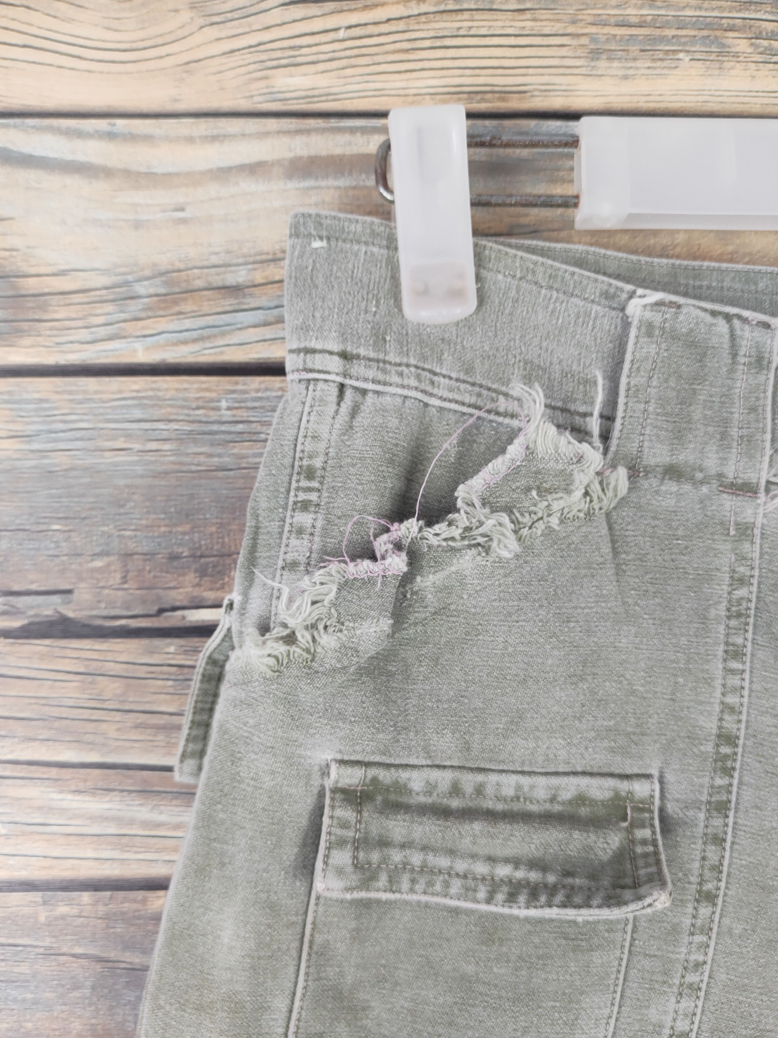 Japanese Brand DL Blue Way Green Faded Multipocket Cargo Pants #46-228T Size US 28 / EU 44 - 3 Thumbnail