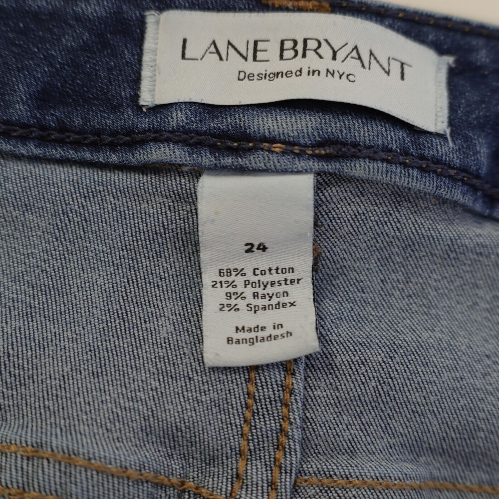 Designer Lane Bryant Super Stretch Blue Denim Jeans 24 46/21 Capri El Size 42" / US 20 - 6 Thumbnail