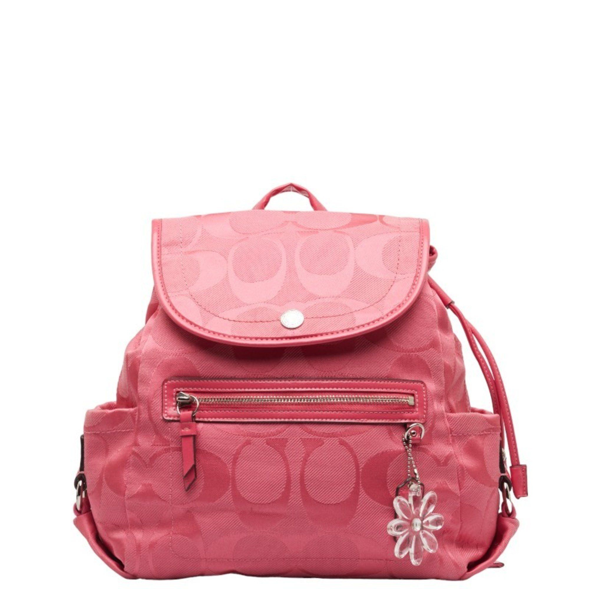 image of Coach Signature Backpack F16548 Pink Canvas Enamel Women's Coach
